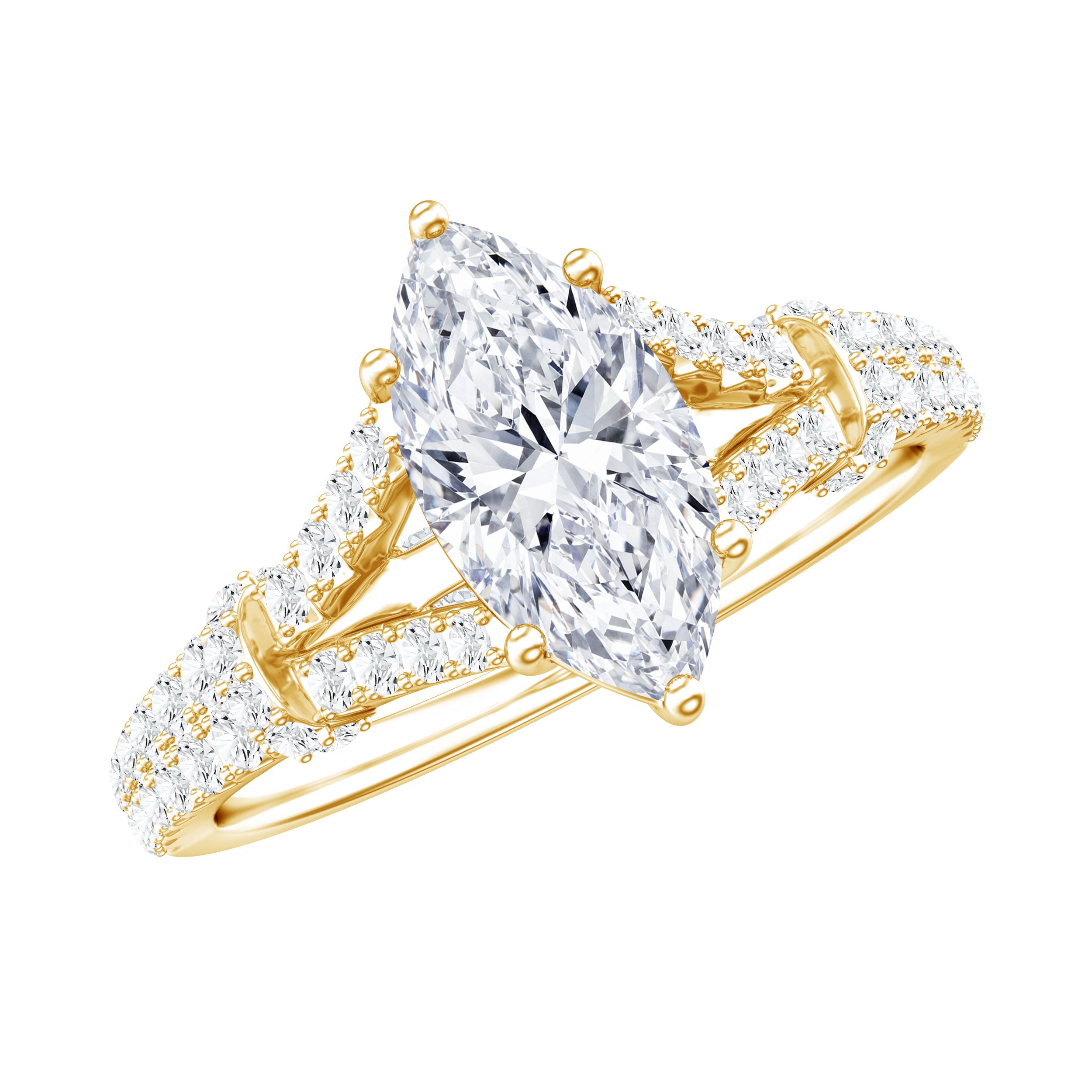 1 Carat Marquise Cut Lab Grown Diamond Split Shank Engagement Ring with IGI Certificate Lab - ( E-VS1 ) - Rosec Jewels