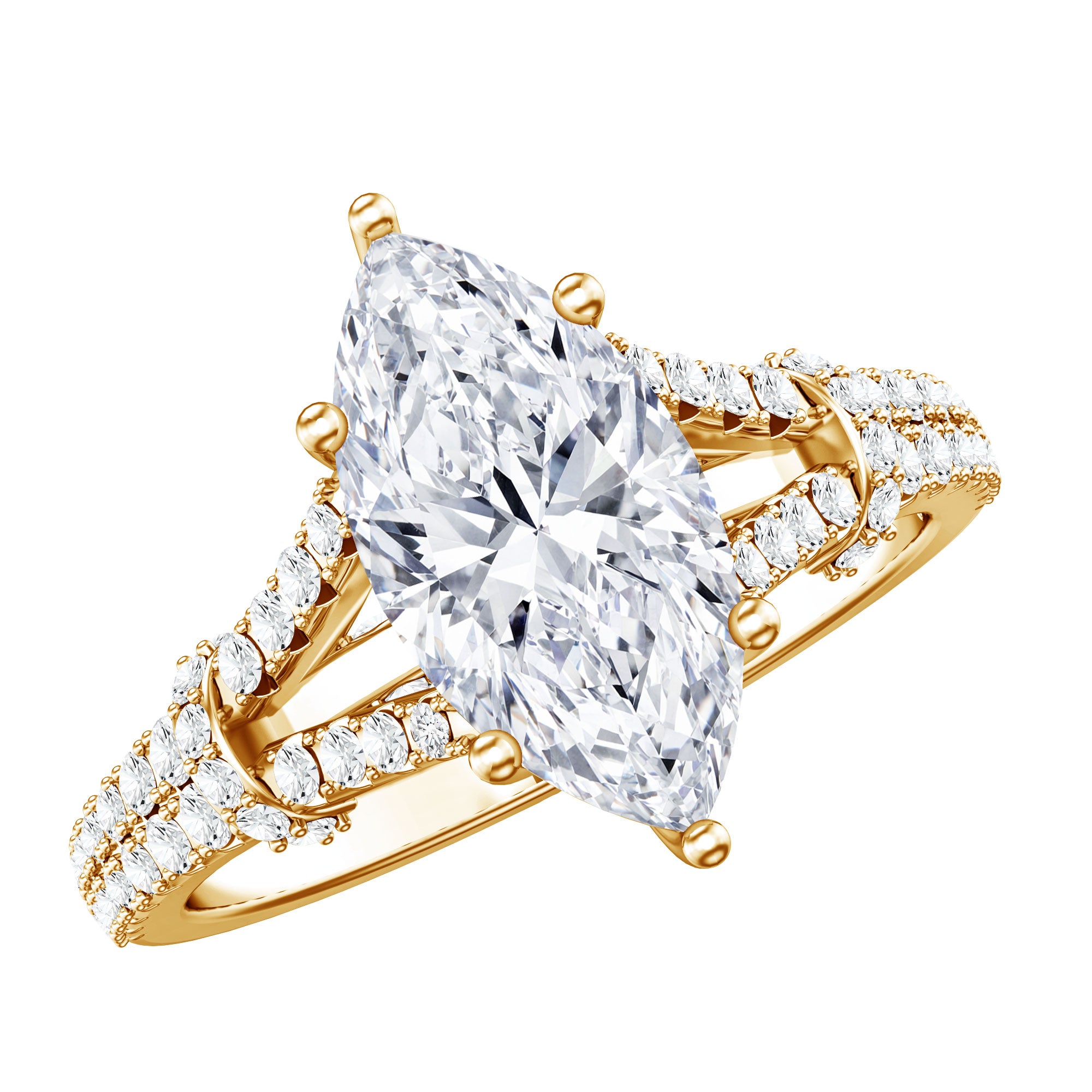 IGI Certified 2 Carat Lab Grown Marquise Diamond Engagement Ring with Split Shank Lab - ( E-VS1 ) - Rosec Jewels