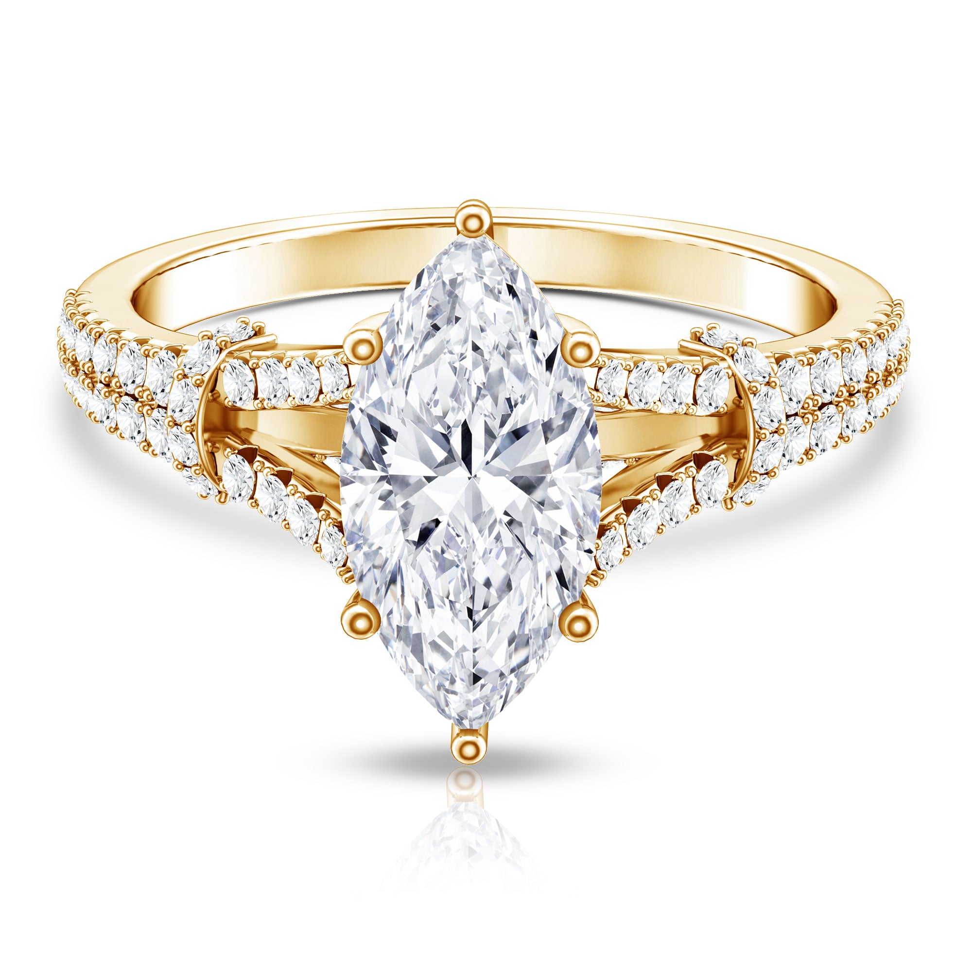 Rosec Jewels-IGI Certified 2 Carat Lab Grown Marquise Diamond Engagement Ring with Split Shank