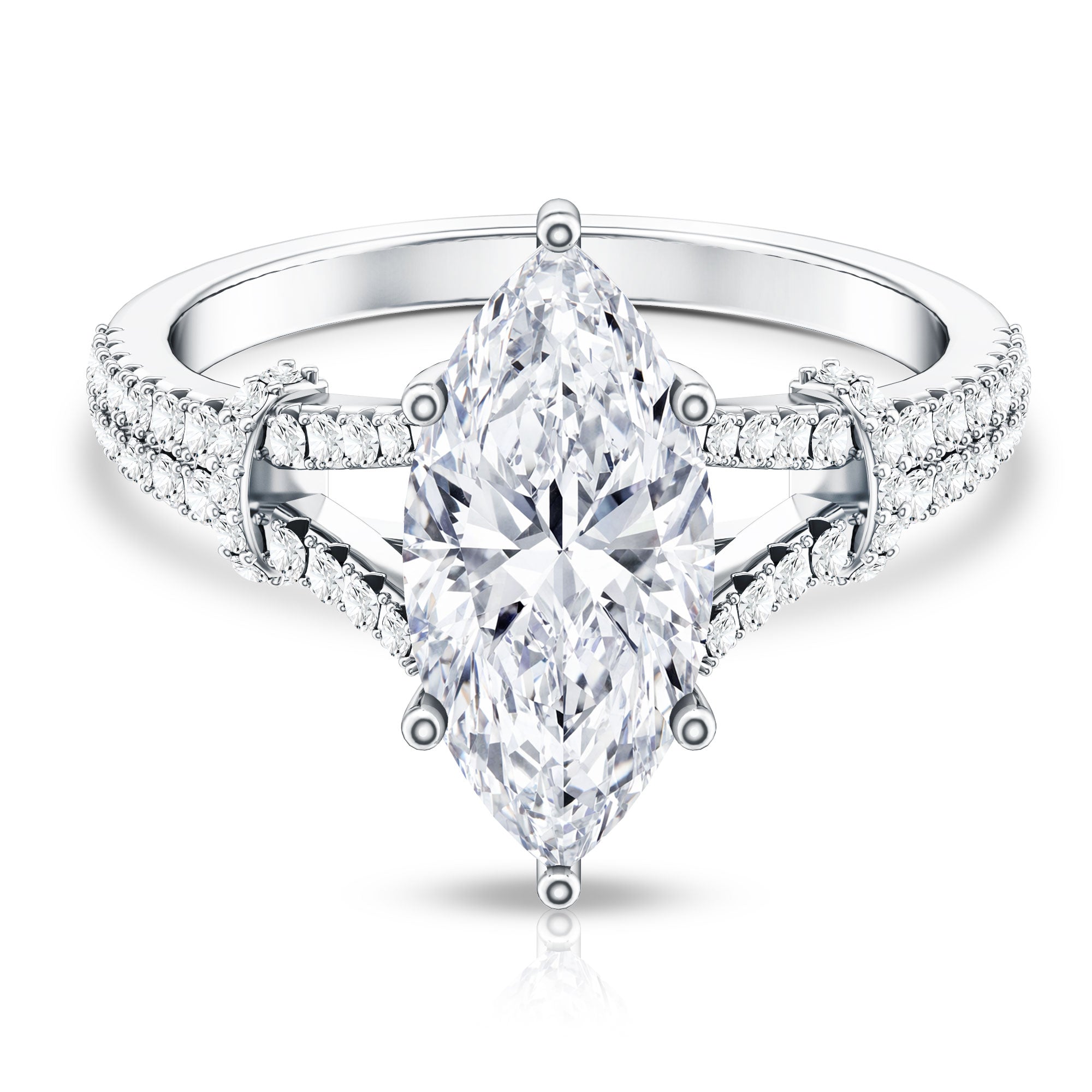 Rosec Jewels-Vintage Inspired Marquise Cut Lab Grown Diamond Split Shank Engagement Ring IGI Certified 3 Carat