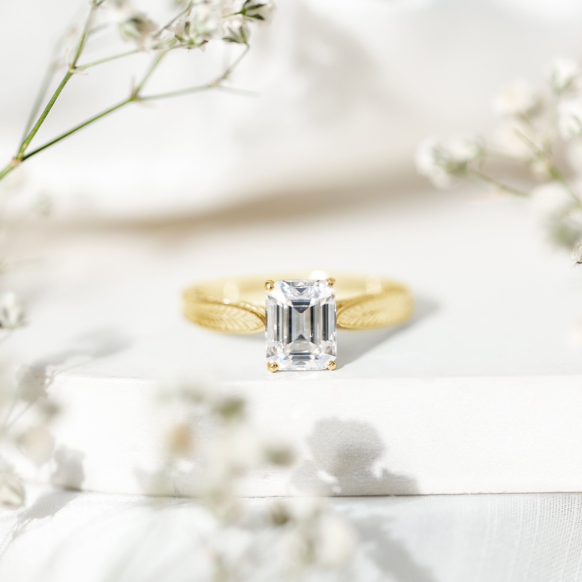 Ethically Sourced 3 Carat Lab Grown Diamond Emerald Cut Engagement Ring IGI Certified Lab - ( EF-VS ) - Rosec Jewels