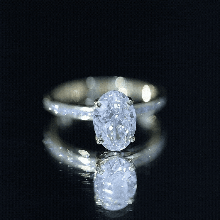 IGI Certified 2 Carat Lab Grown Diamond Oval Engagement Ring With Side Stones Lab - ( E-VS1 ) - Rosec Jewels
