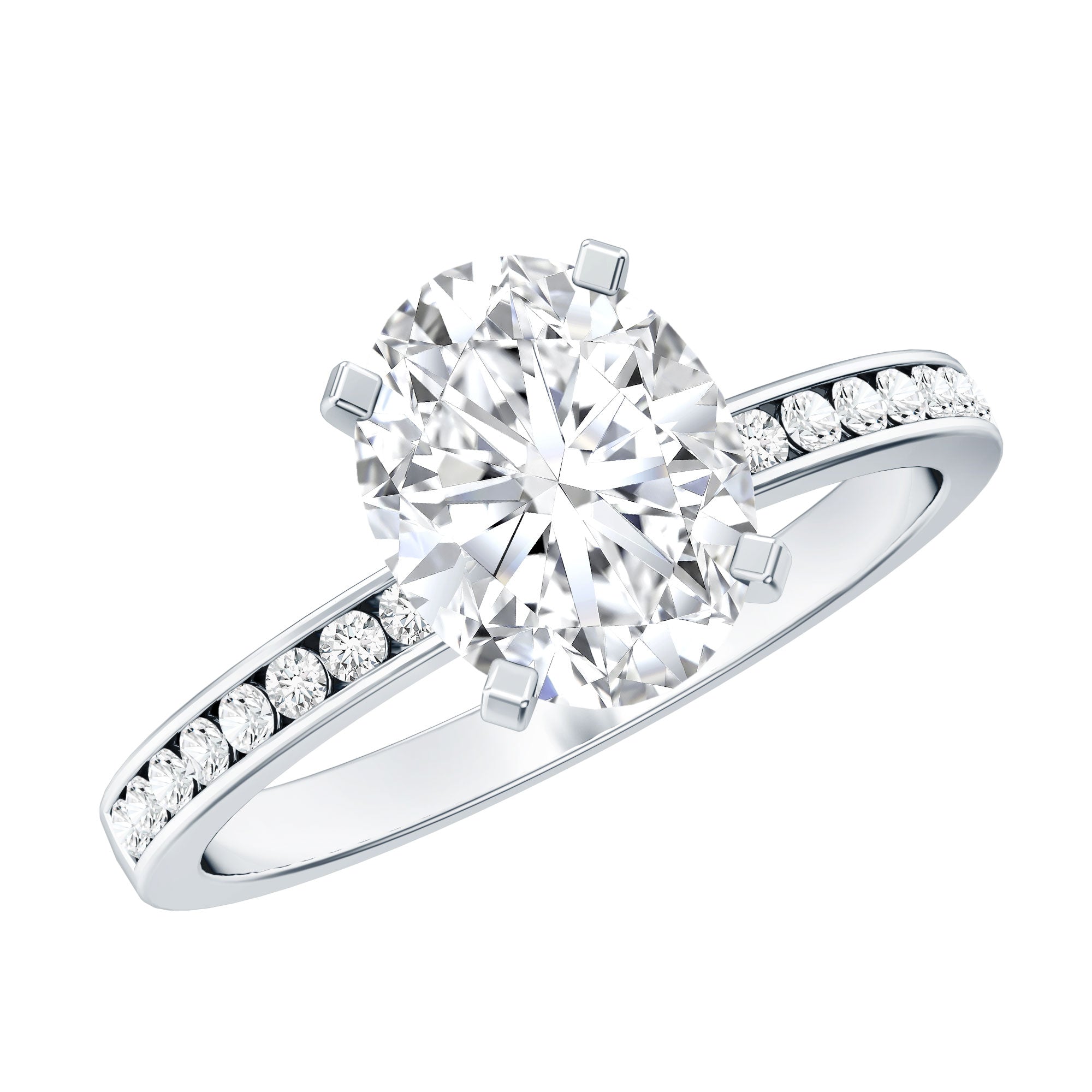 IGI Certified 2 Carat Lab Grown Diamond Oval Engagement Ring With Side Stones Lab - ( E-VS1 ) - Rosec Jewels