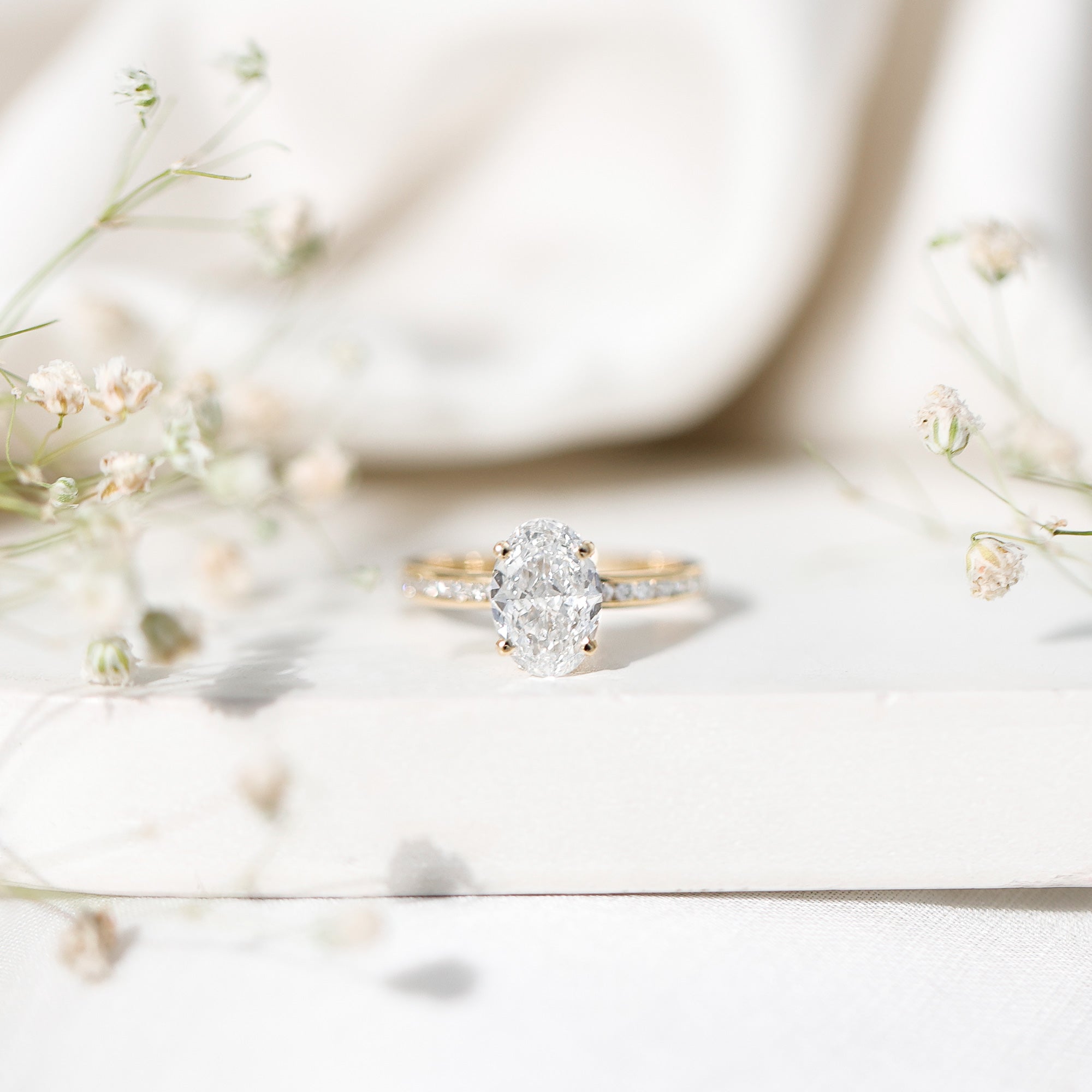 IGI Certified 2 Carat Lab Grown Diamond Oval Engagement Ring With Side Stones Lab - ( E-VS1 ) - Rosec Jewels