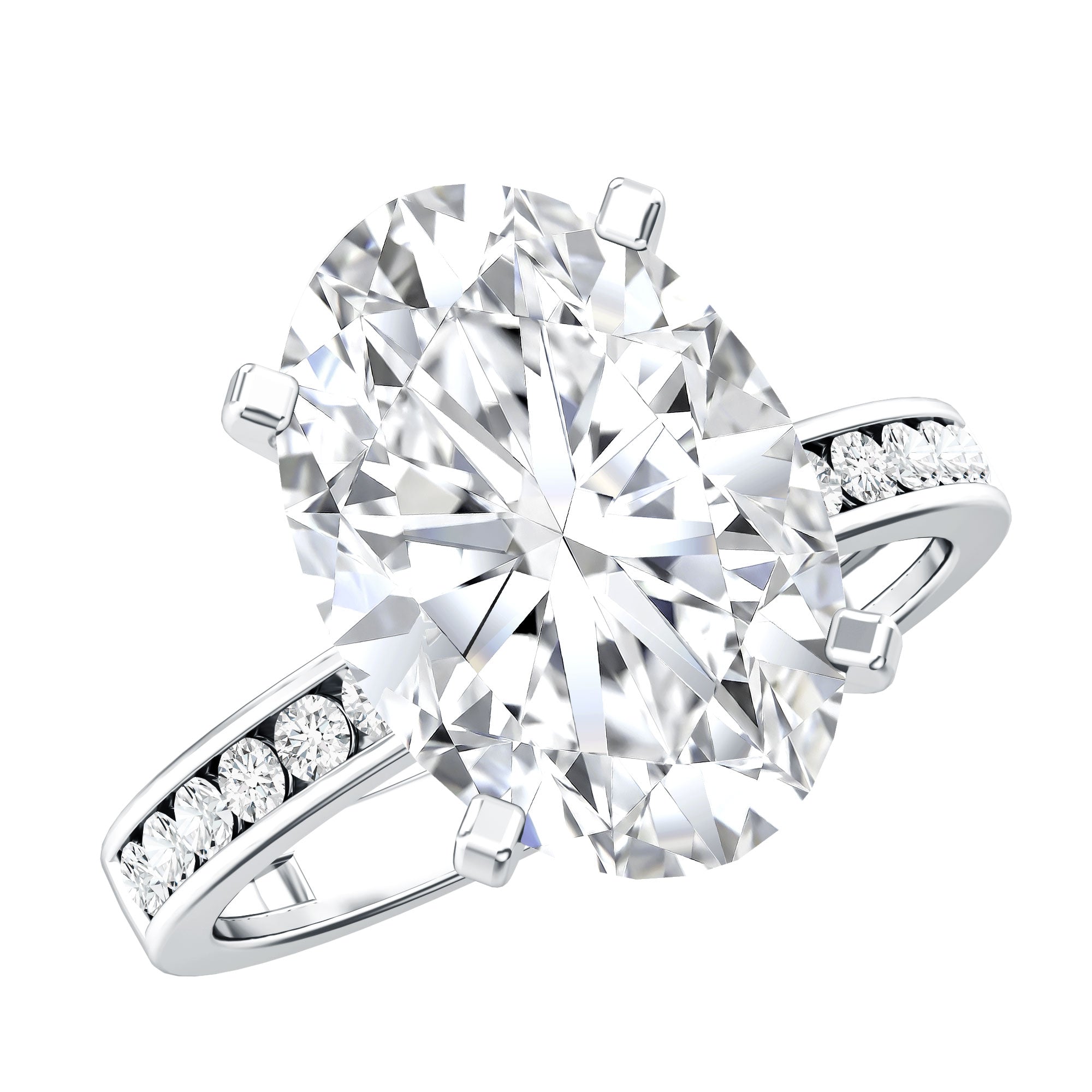 4 Carat Oval Shaped Lab Grown Diamond Huge Engagement Ring with IGI Certificate Lab - ( E-VS1 ) - Rosec Jewels