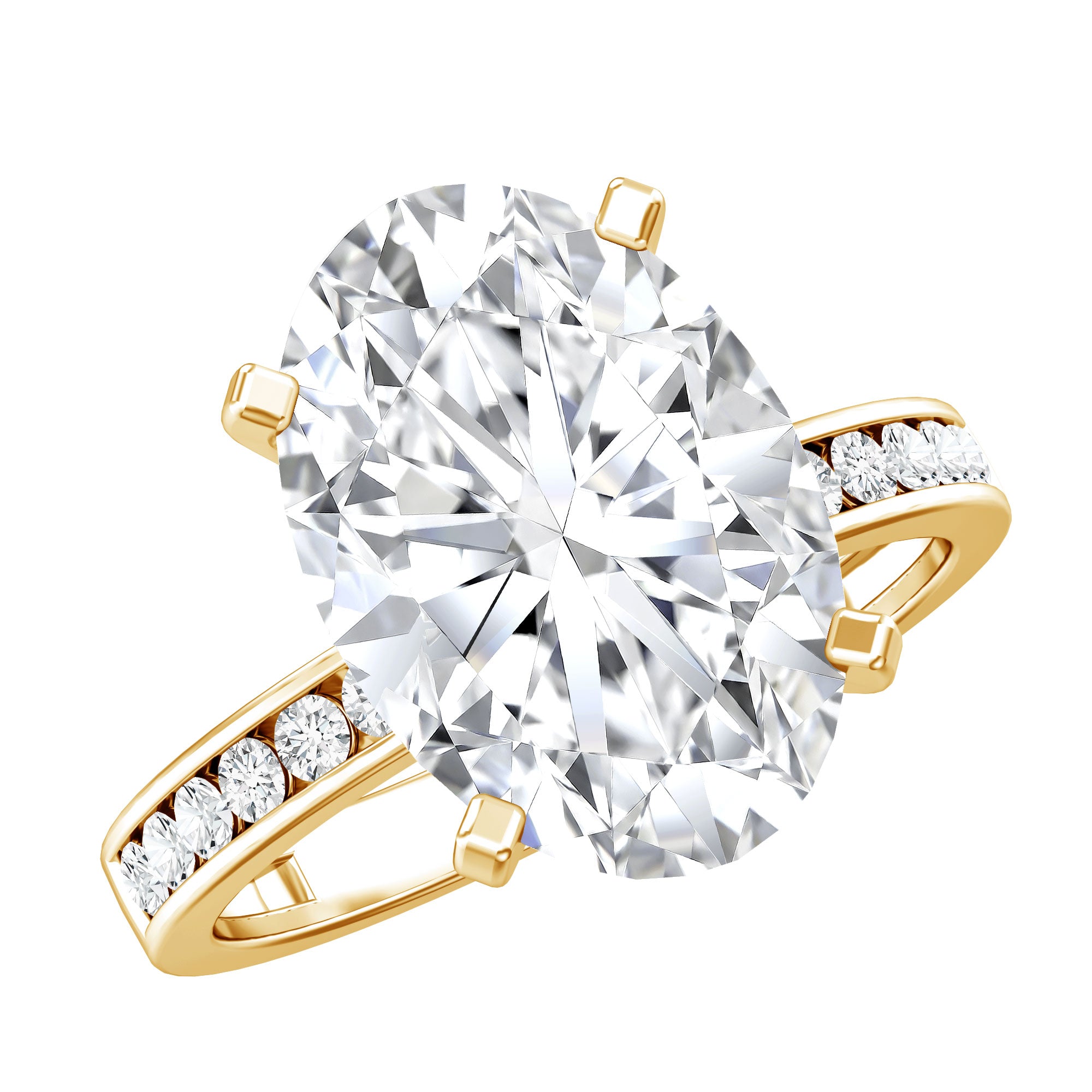 4 Carat Oval Shaped Lab Grown Diamond Huge Engagement Ring with IGI Certificate Lab - ( EF-VS ) - Rosec Jewels
