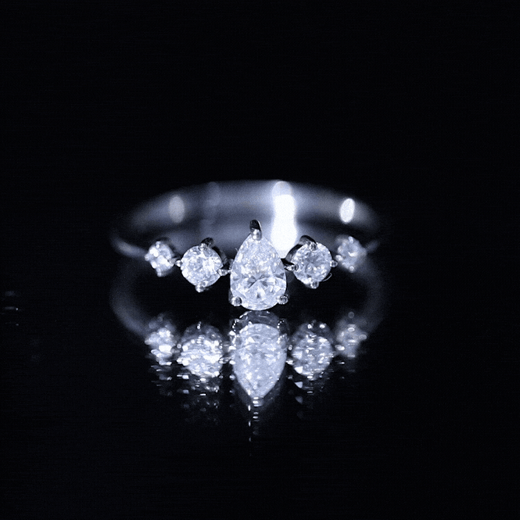 Rosec Jewels-Graduated Style Pear and Round Lab Grown Diamond Engagement Ring