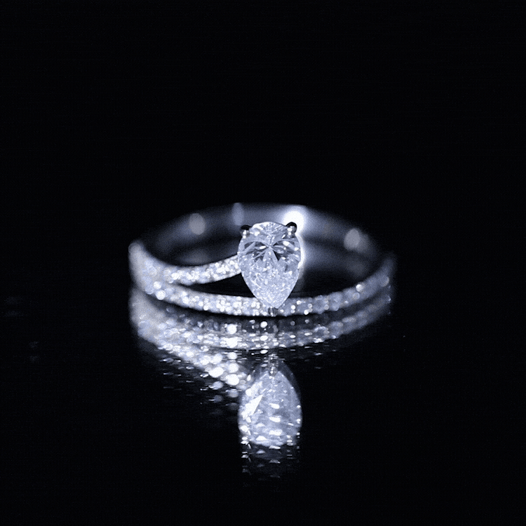 Rosec Jewels-Solitaire 0.6 Carat Pear Shape Lab Grown Diamond Designer Engagement Ring