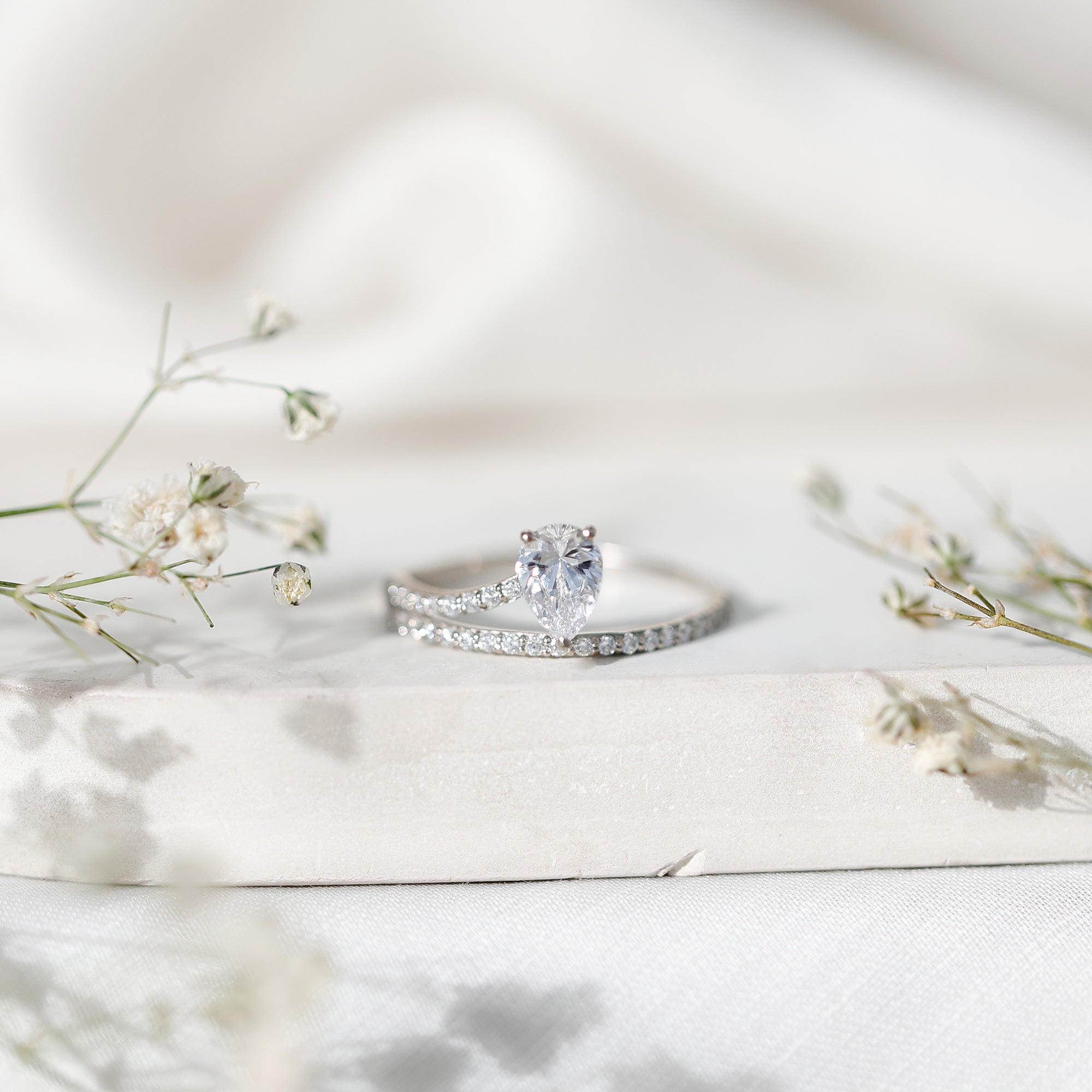 Rosec Jewels-Solitaire 0.6 Carat Pear Shape Lab Grown Diamond Designer Engagement Ring