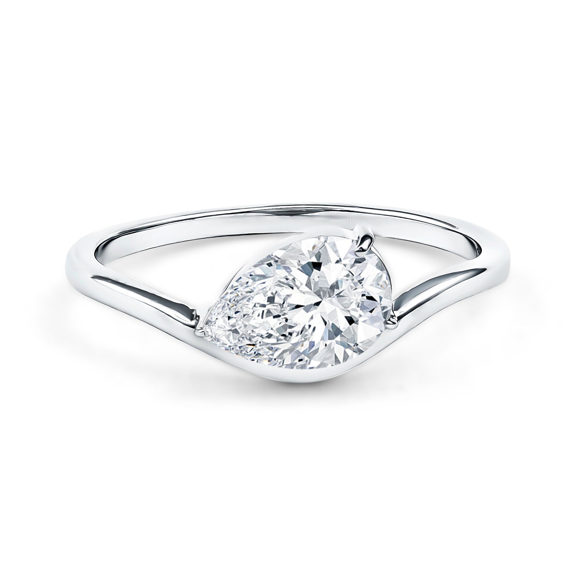 1.3 Carat Pear Shaped Lab Grown Diamond Solitaire Engagement Ring Lab - ( EF-VS ) - Rosec Jewels