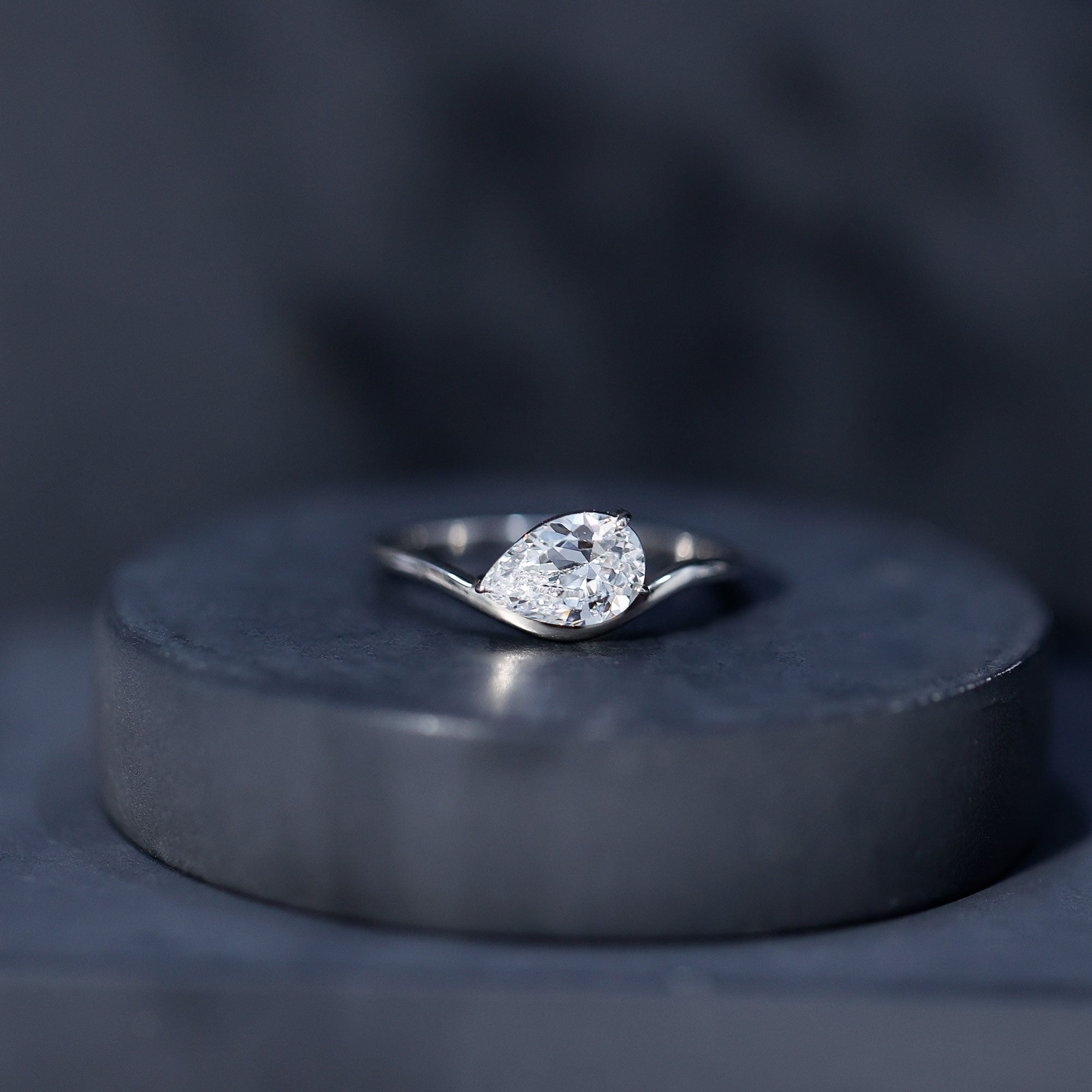 1.3 Carat Pear Shaped Lab Grown Diamond Solitaire Engagement Ring Lab - ( EF-VS ) - Rosec Jewels