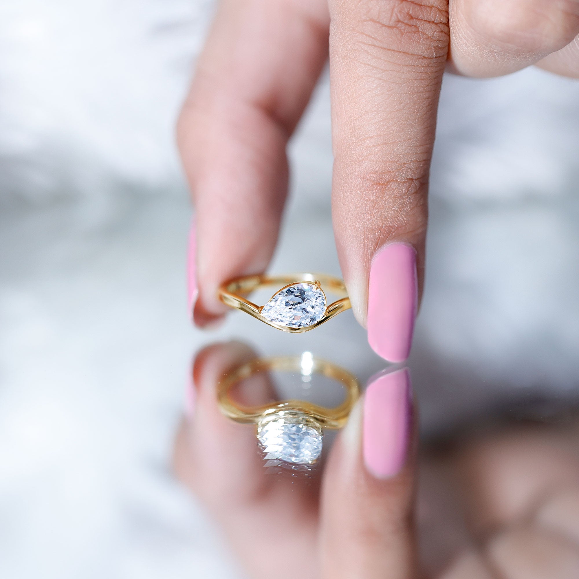 1.3 Carat Pear Shaped Lab Grown Diamond Solitaire Engagement Ring Lab - ( EF-VS ) - Rosec Jewels