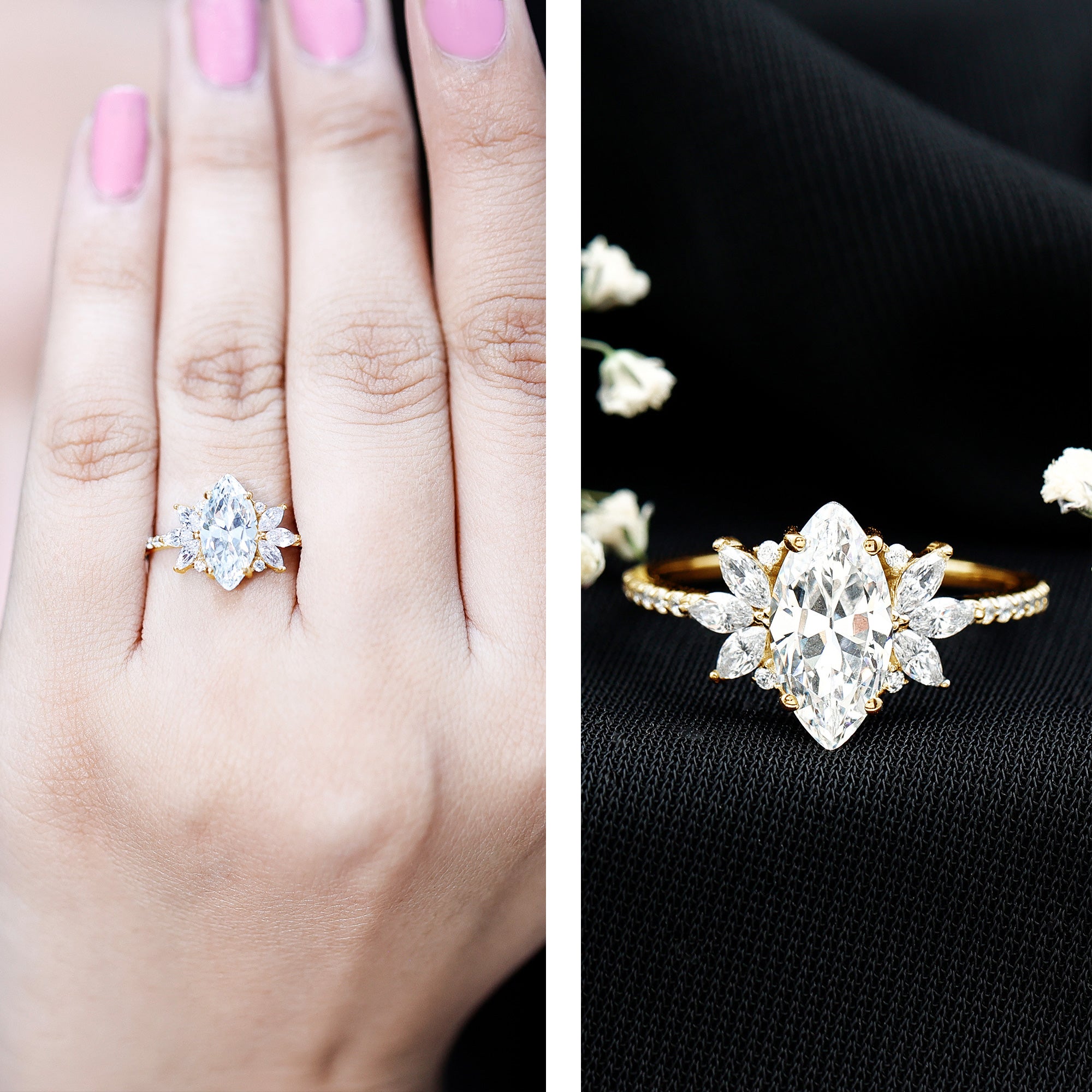 Rosec Jewels-Marquise Cut Lab Created Diamond 2 Carat Engagement Ring for Women