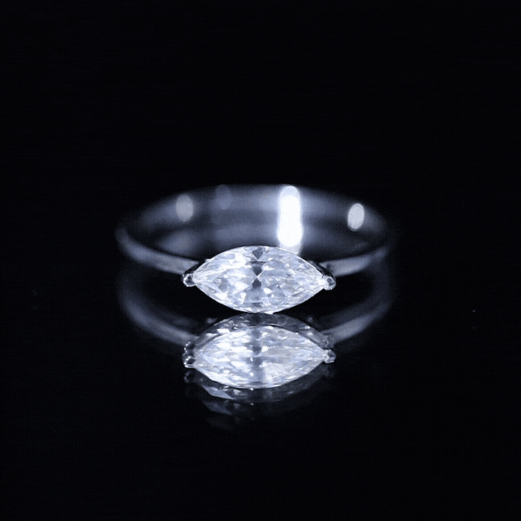 Marquise Cut 1 Carat Lab Grown Diamond East West Ring with IGI Certificate Lab - ( E-VS1 ) - Rosec Jewels
