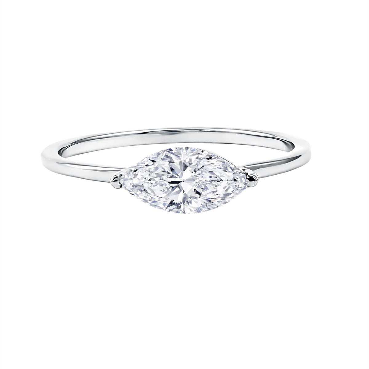 Marquise Cut 1 Carat Lab Grown Diamond East West Ring with IGI Certificate Lab - ( E-VS1 ) - Rosec Jewels