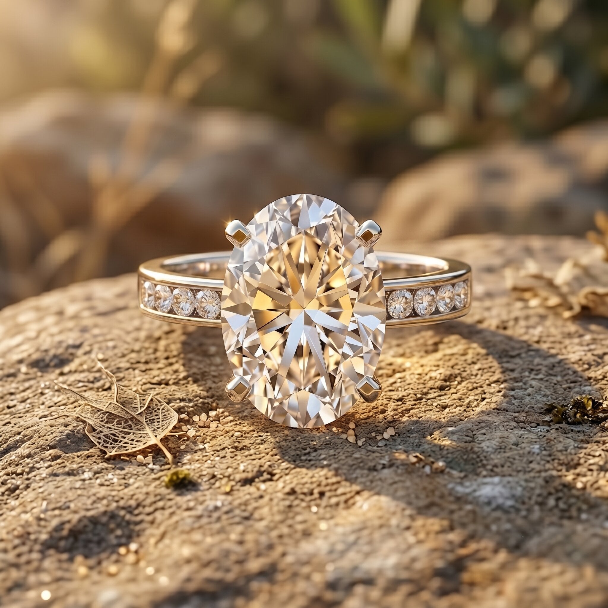 Oval Cut 5 Carat Lab Grown Diamond Big Engagement Ring with IGI Certificate Lab - ( E-VS1 ) - Rosec Jewels