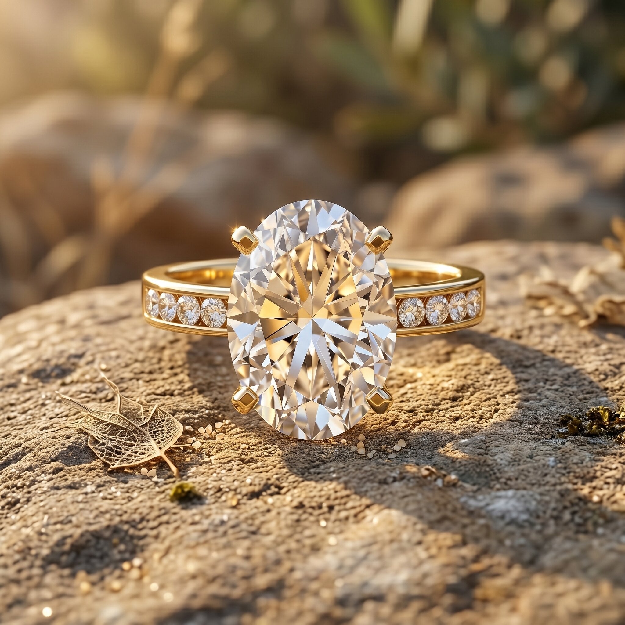 Oval Cut 5 Carat Lab Grown Diamond Big Engagement Ring with IGI Certificate Lab - ( E-VS1 ) - Rosec Jewels