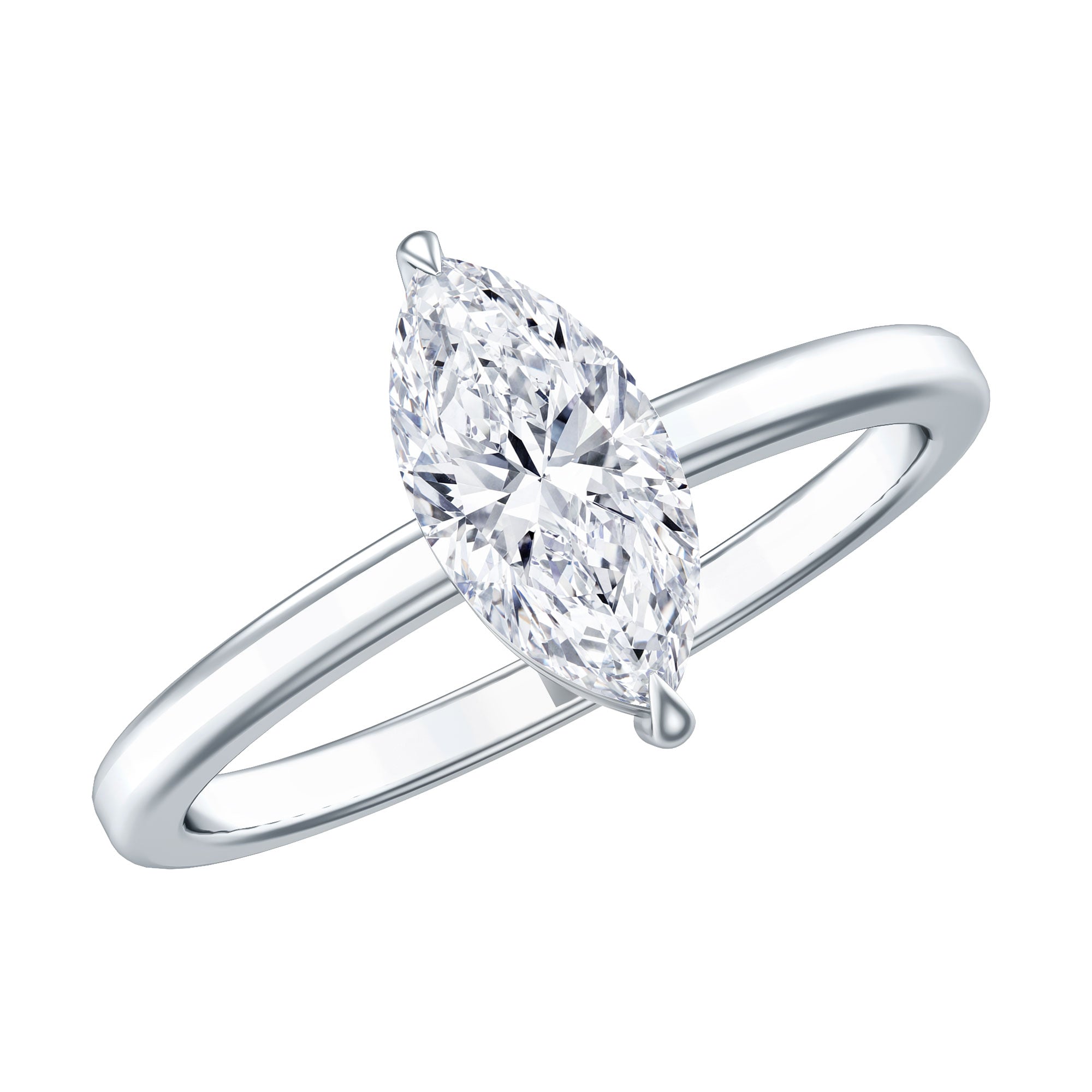 IGI Certified Lab Grown 1 Carat Diamond Marquise Engagement Ring Solitaire Lab - ( EF-VS ) - Rosec Jewels