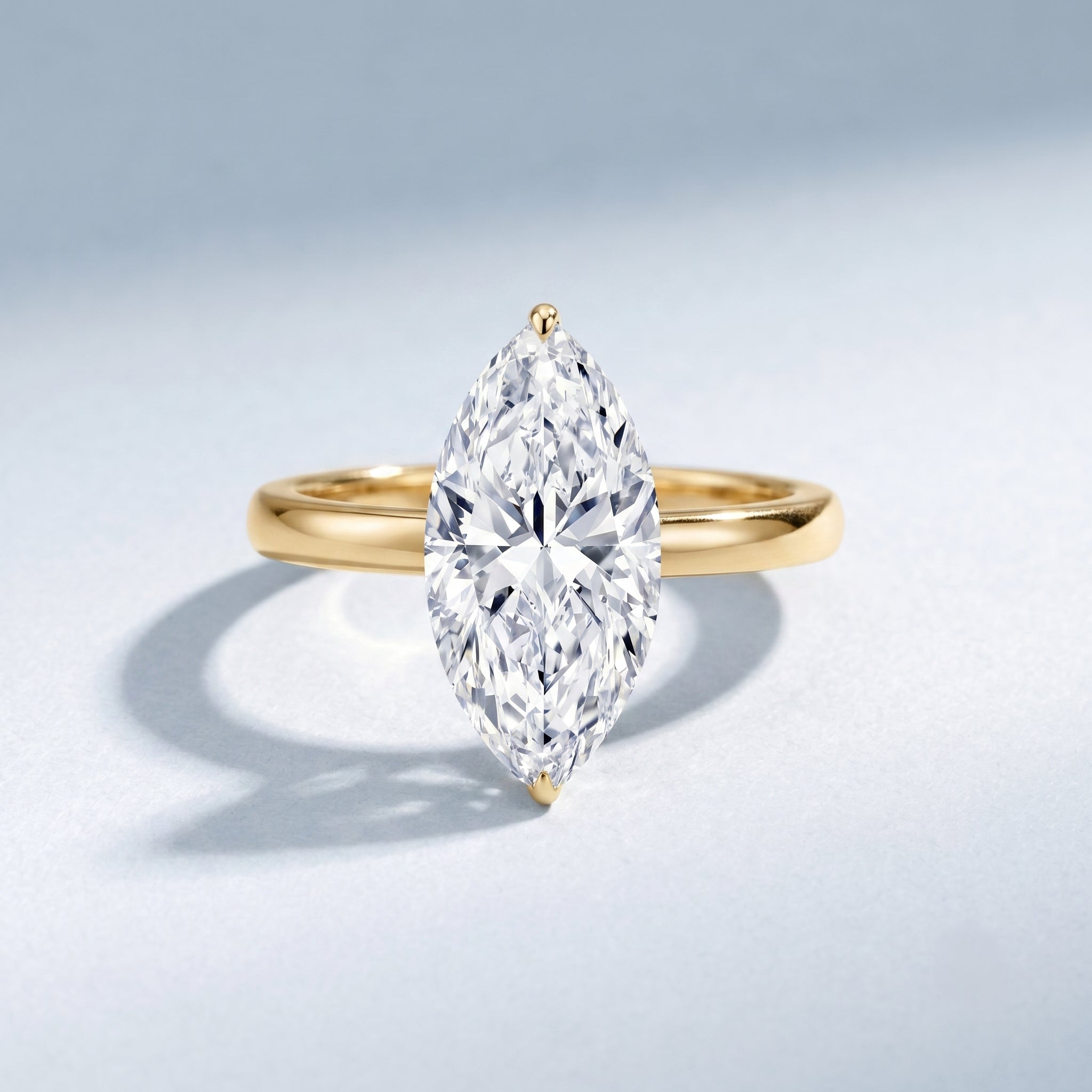 Solitaire 3 Carat Lab Grown Diamond Marquise Engagement Ring IGI Certified Lab - ( E-VS1 ) - Rosec Jewels