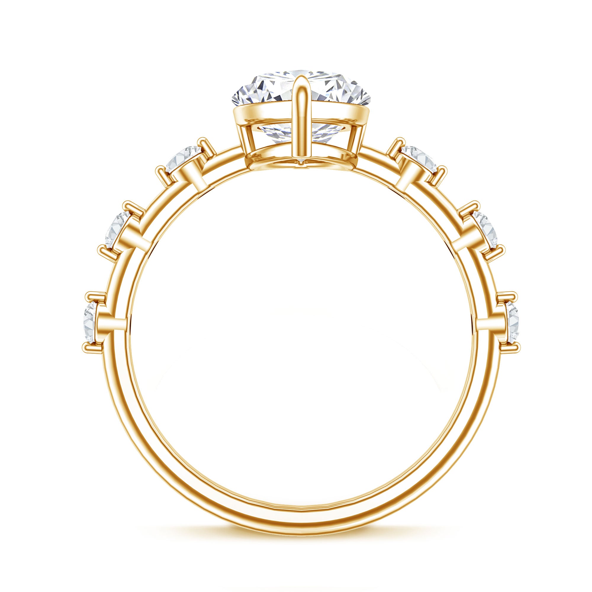 IGI Certified Lab Grown Diamond 3 Carat Marquise Engagement Ring with Spaced Accent Lab - ( E-VS1 ) - Rosec Jewels