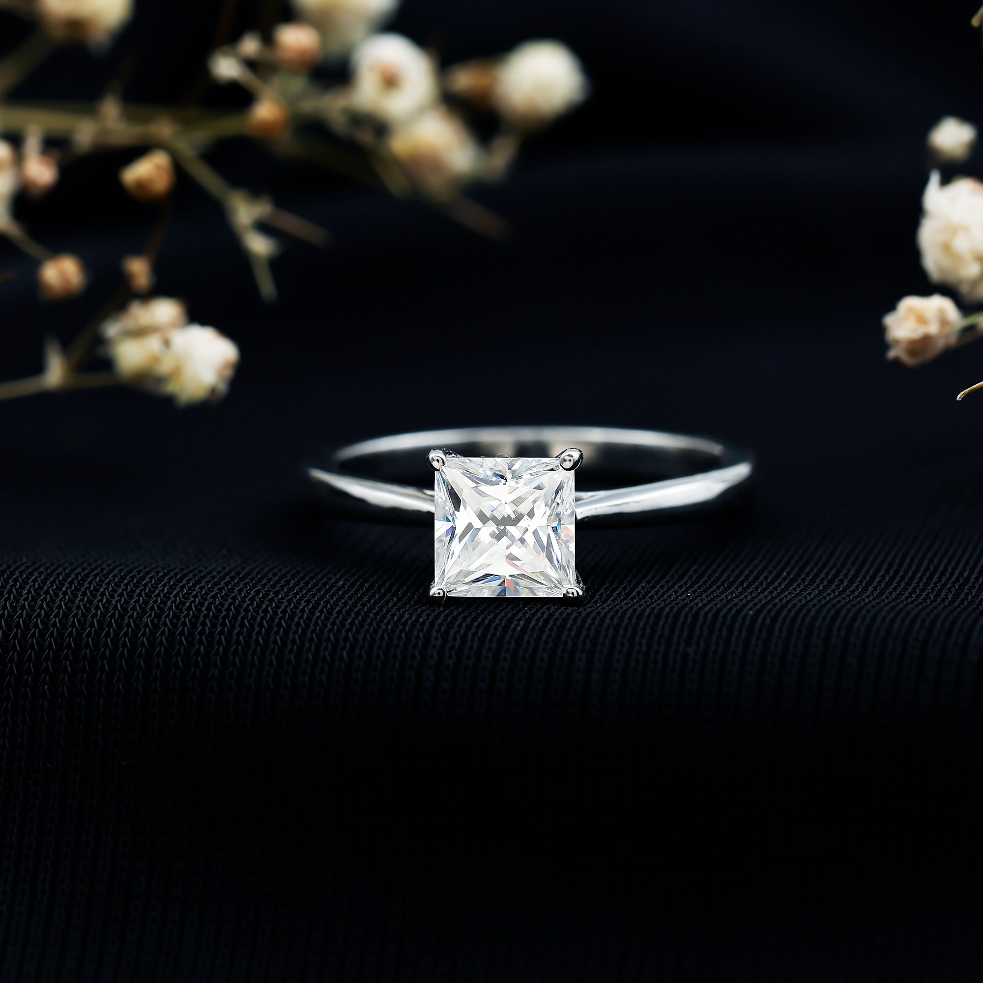 Solitaire 2 Carat Lab Created Diamond Princess Cut Engagement Ring IGI Certified Lab - ( EF-VS ) - Rosec Jewels