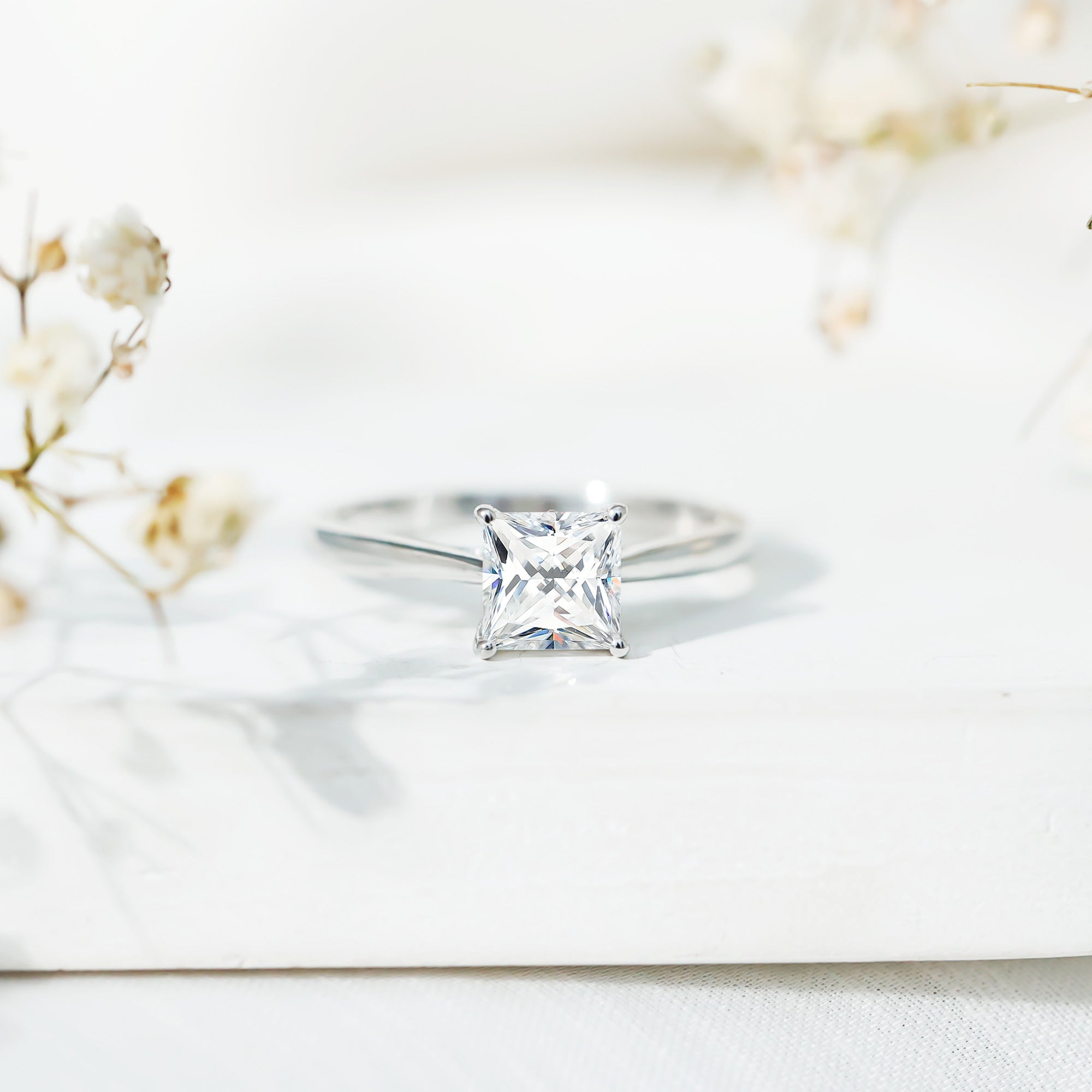 Solitaire 2 Carat Lab Created Diamond Princess Cut Engagement Ring IGI Certified Lab - ( EF-VS ) - Rosec Jewels