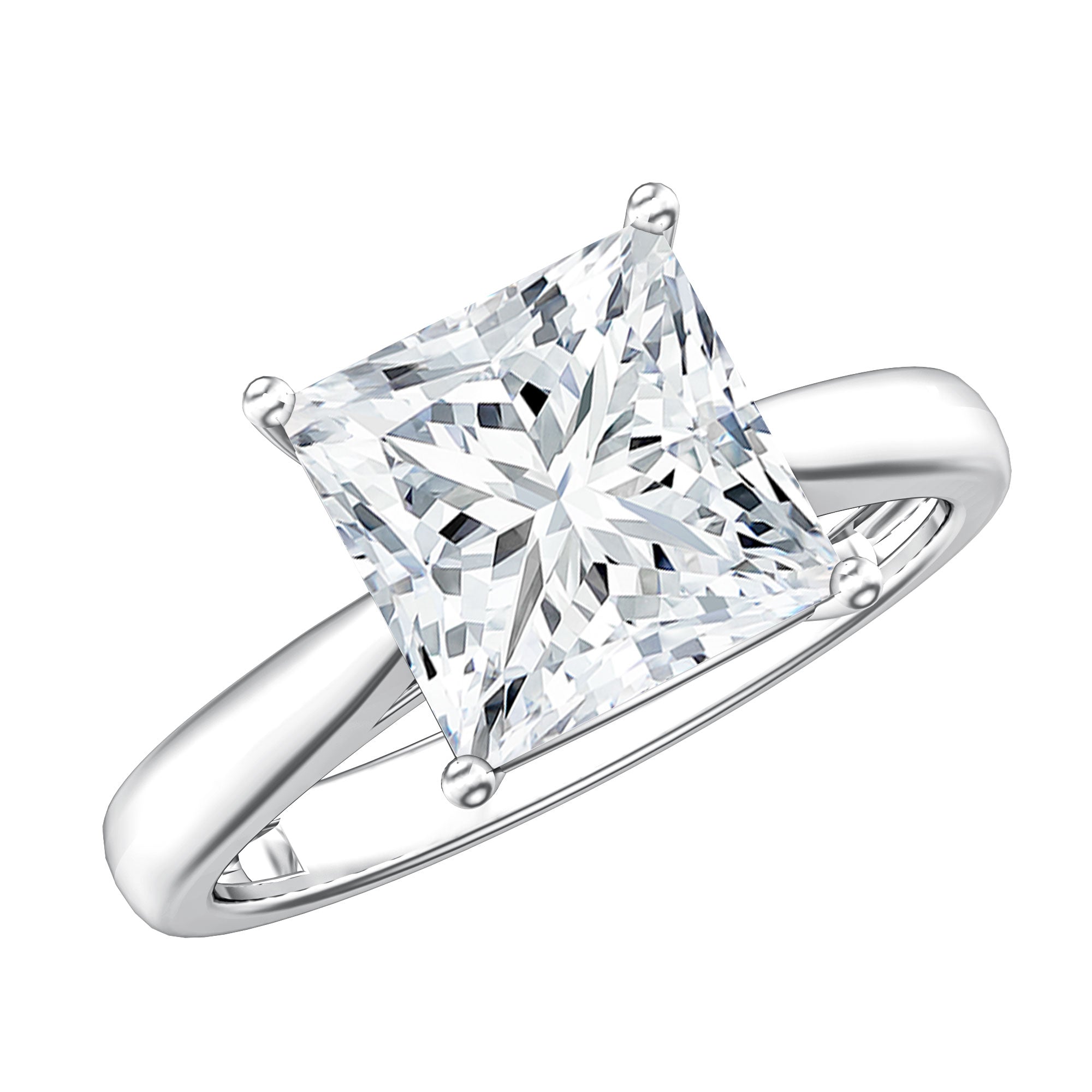 IGI Certified Lab Grown 3 Carat Diamond Princess Cut Engagement Ring Solitaire Lab - ( E-VS1 ) - Rosec Jewels