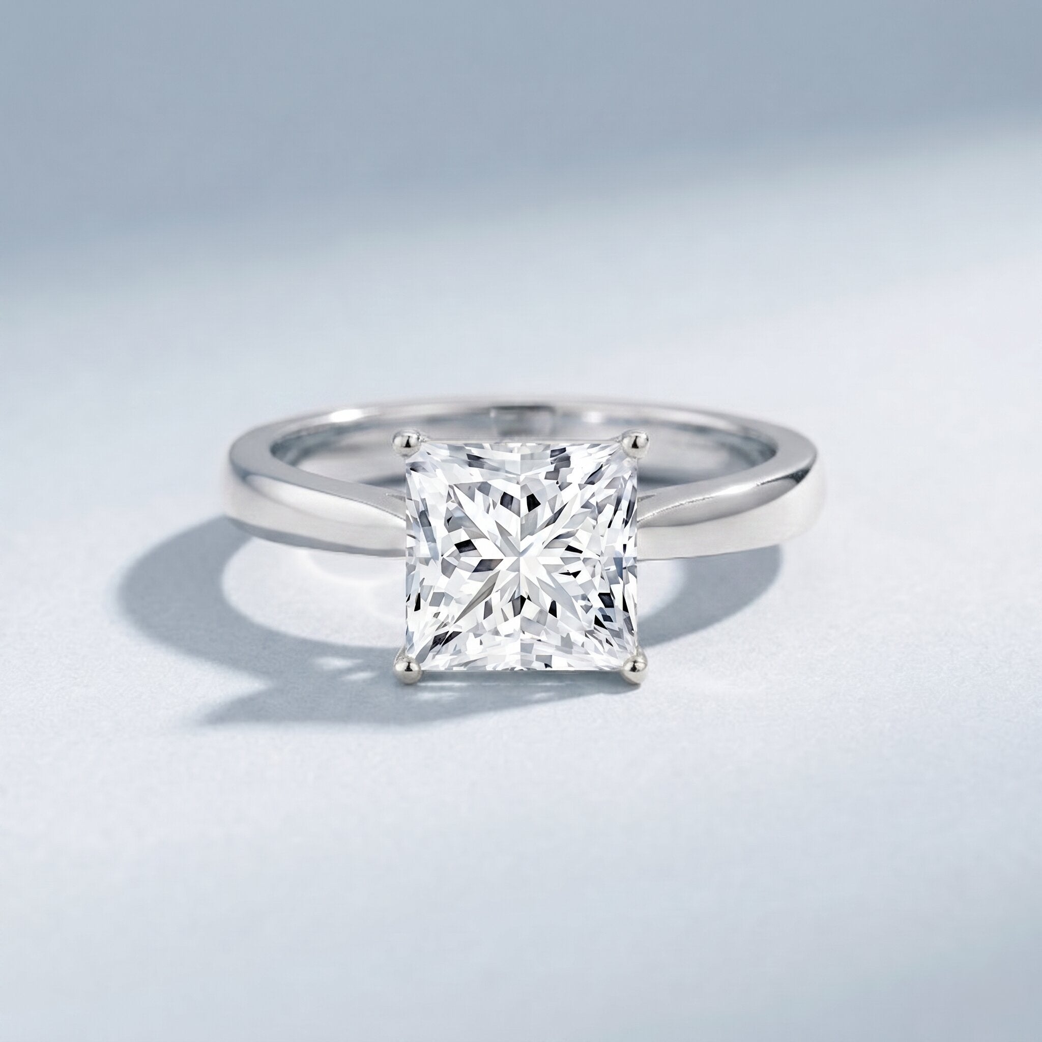 IGI Certified Lab Grown 3 Carat Diamond Princess Cut Engagement Ring Solitaire Lab - ( E-VS1 ) - Rosec Jewels