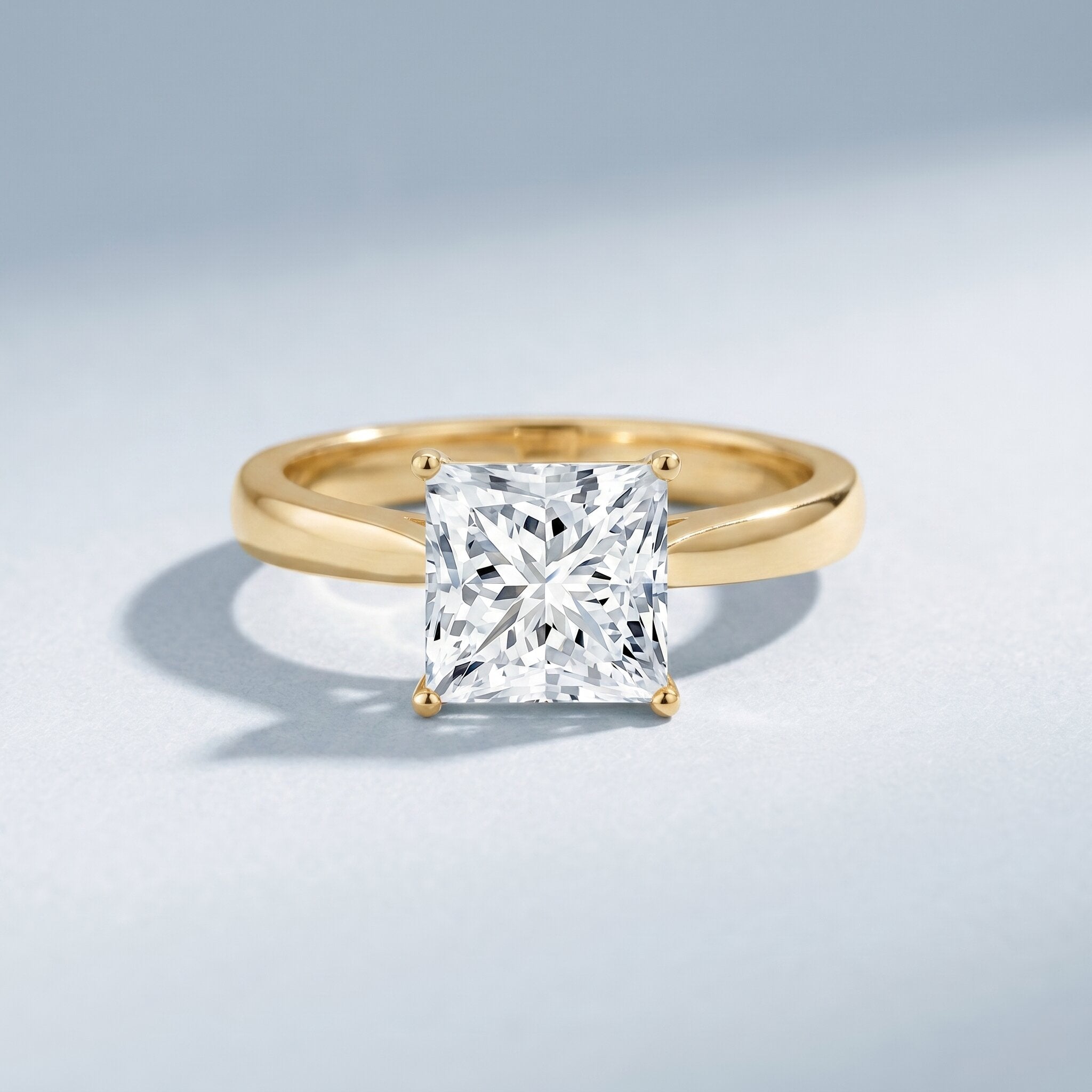 IGI Certified Lab Grown 3 Carat Diamond Princess Cut Engagement Ring Solitaire Lab - ( E-VS1 ) - Rosec Jewels