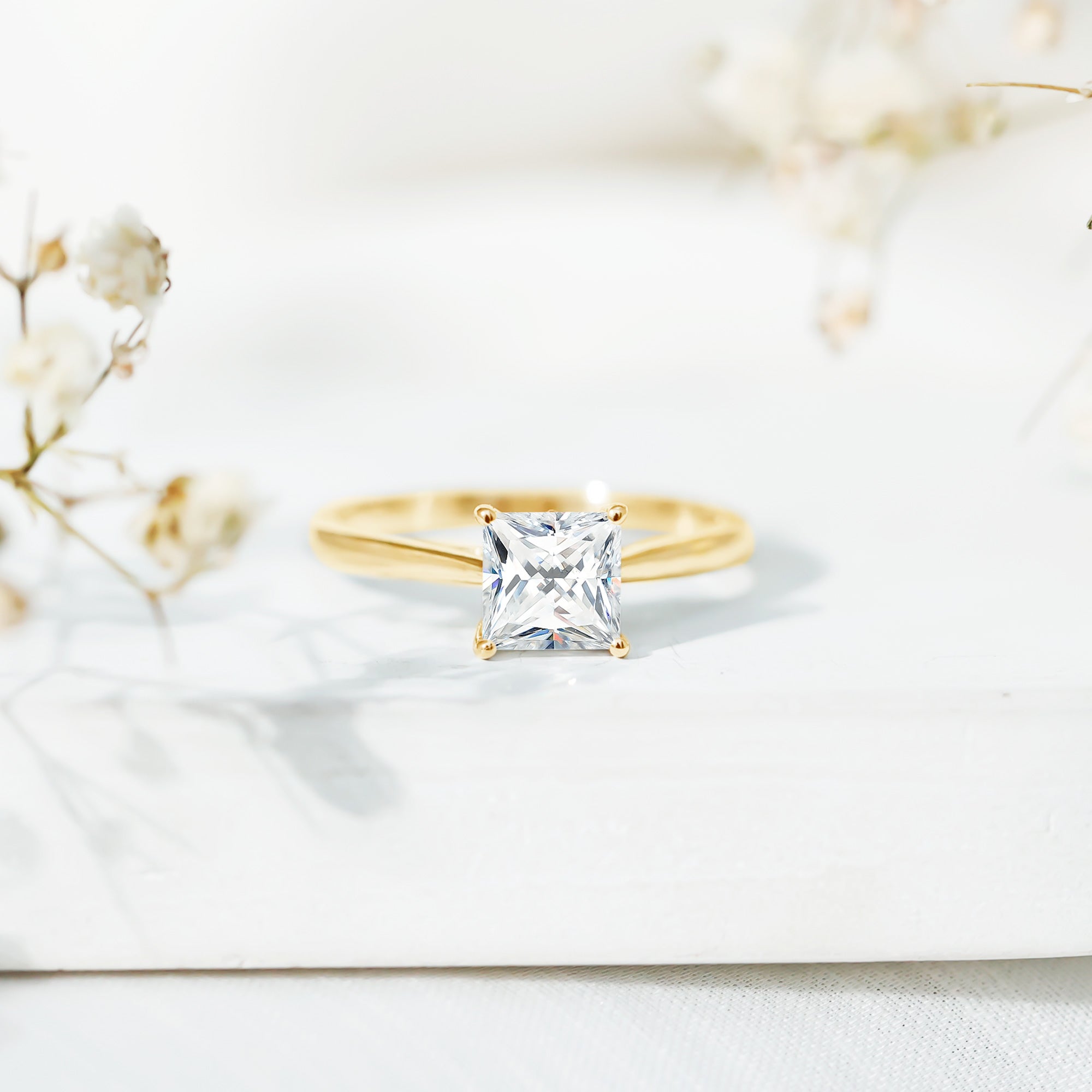 Rosec Jewels-Solitaire 1 Carat Princess Cut Lab Grown Diamond Engagement Ring with IGI Certificate