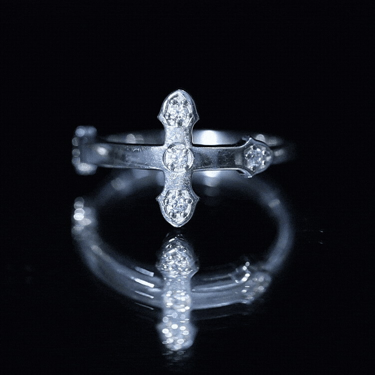 Certified Lab Grown Diamond Cross Ring Lab - ( EF-VS ) - Rosec Jewels