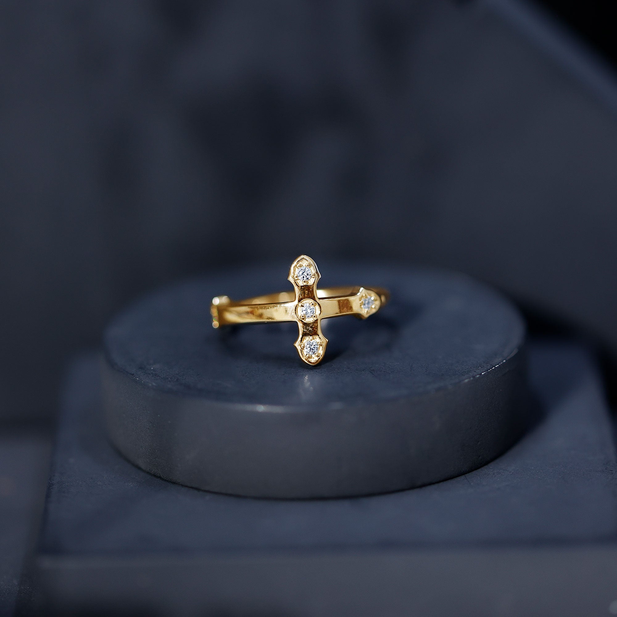 Certified Lab Grown Diamond Cross Ring Lab - ( EF-VS ) - Rosec Jewels