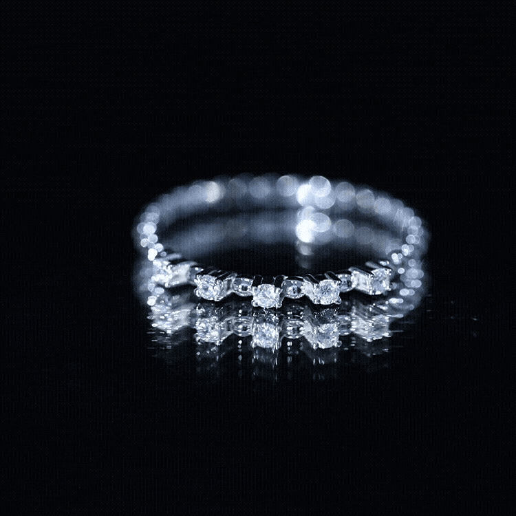 Minimalist Lab Grown Diamond Stacking Ring with Beaded Detail Lab - ( EF-VS ) - Rosec Jewels