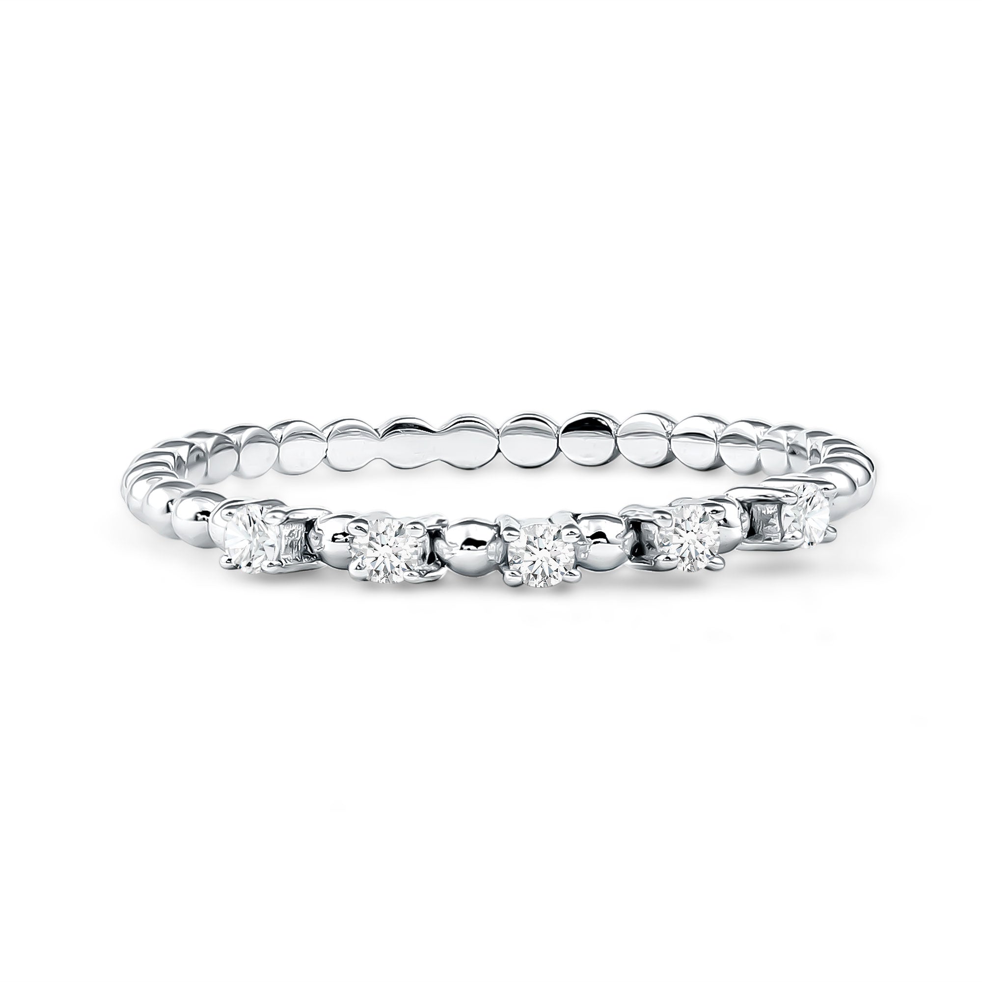 Minimalist Lab Grown Diamond Stacking Ring with Beaded Detail Lab - ( EF-VS ) - Rosec Jewels