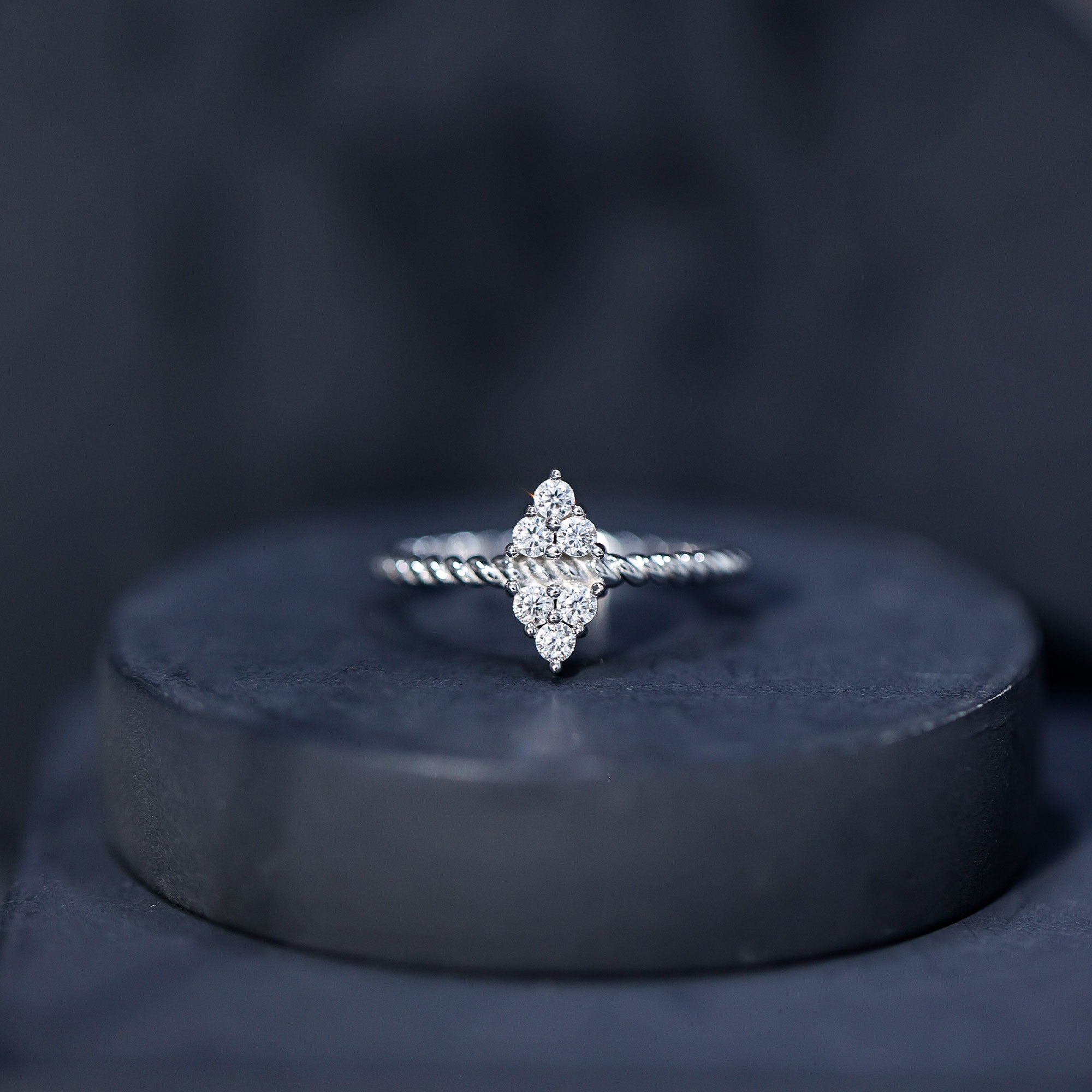 Twin Triangle Lab Grown Diamond Engagement Ring with Twisted Band Lab - ( EF-VS ) - Rosec Jewels