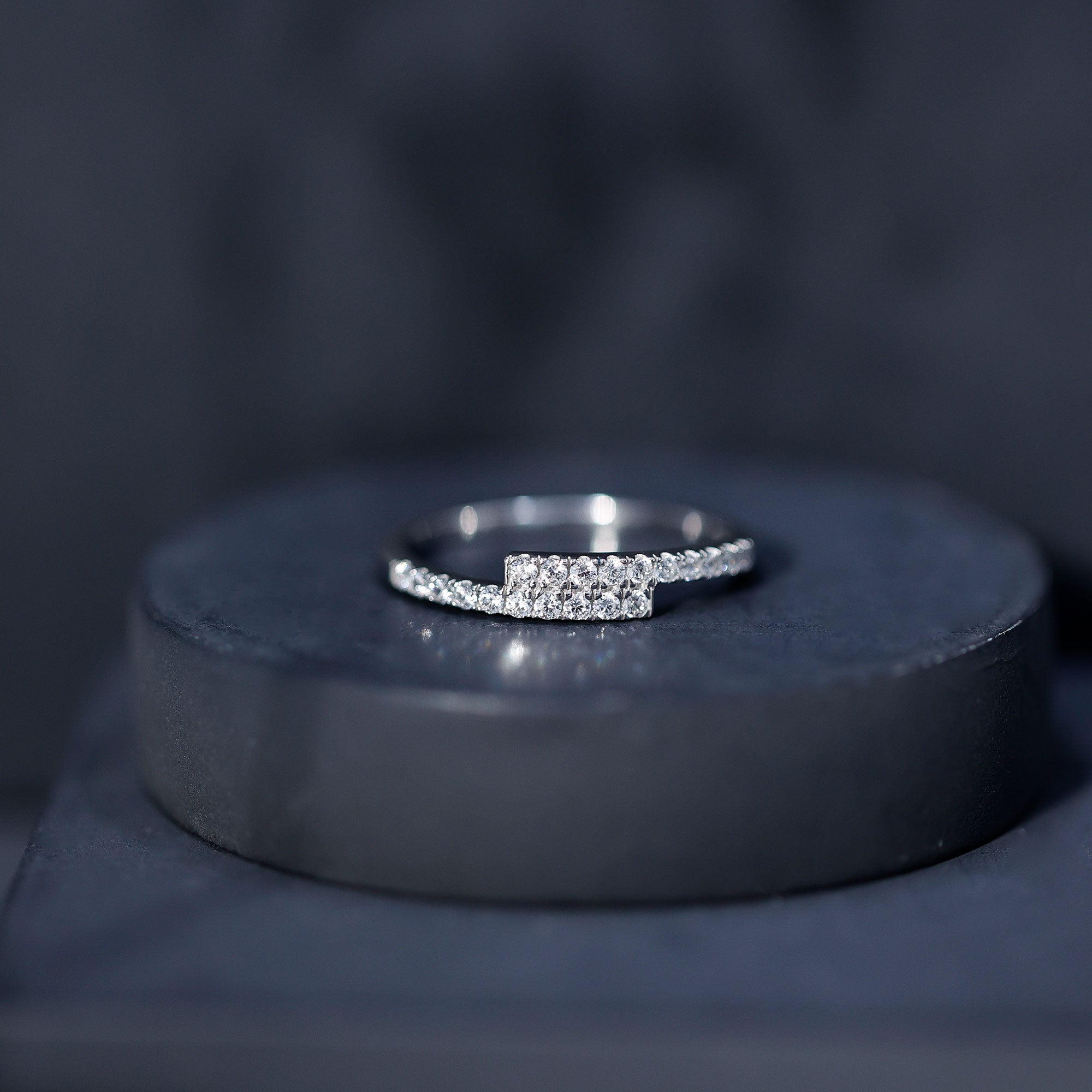 Lab Grown Diamond Half Eternity Stackable Ring in Bypass Style Lab - ( EF-VS ) - Rosec Jewels