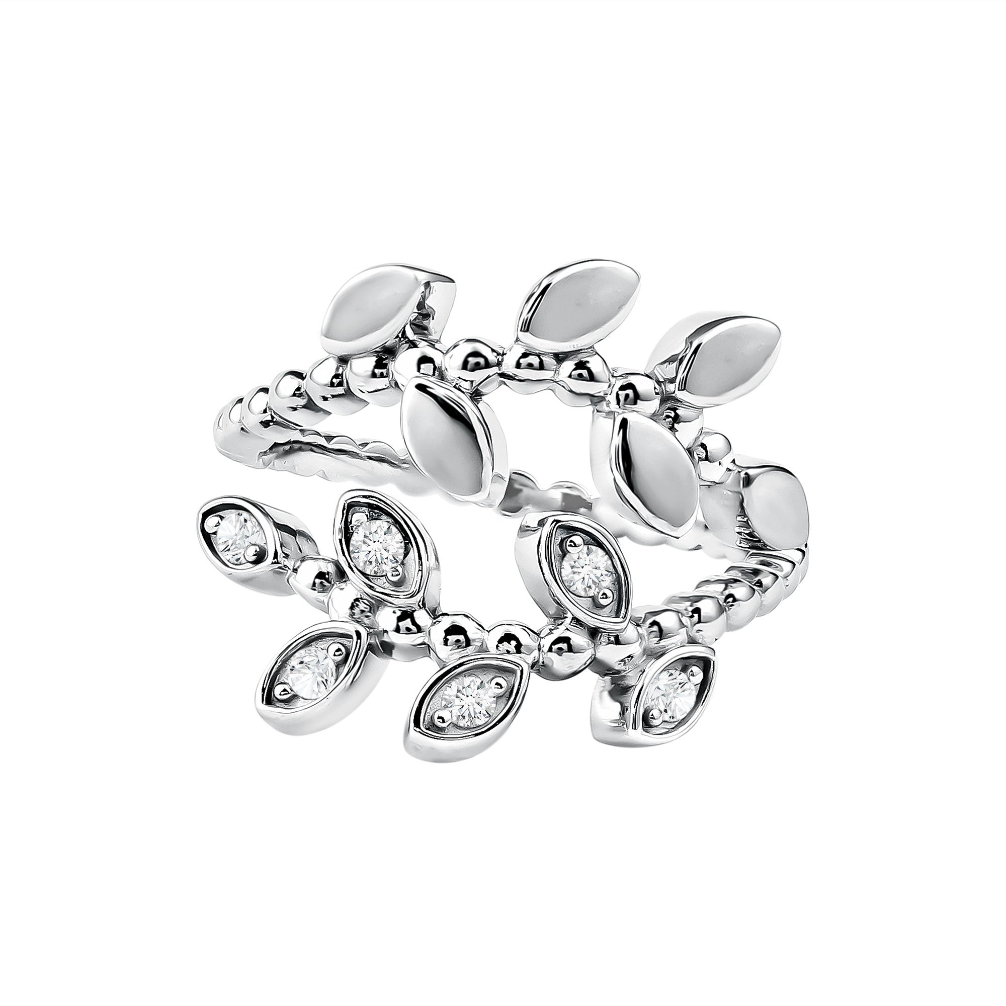 Nature Inspired Lab Grown Diamond Leaf Wrap Ring with Certificate Lab - ( EF-VS ) - Rosec Jewels