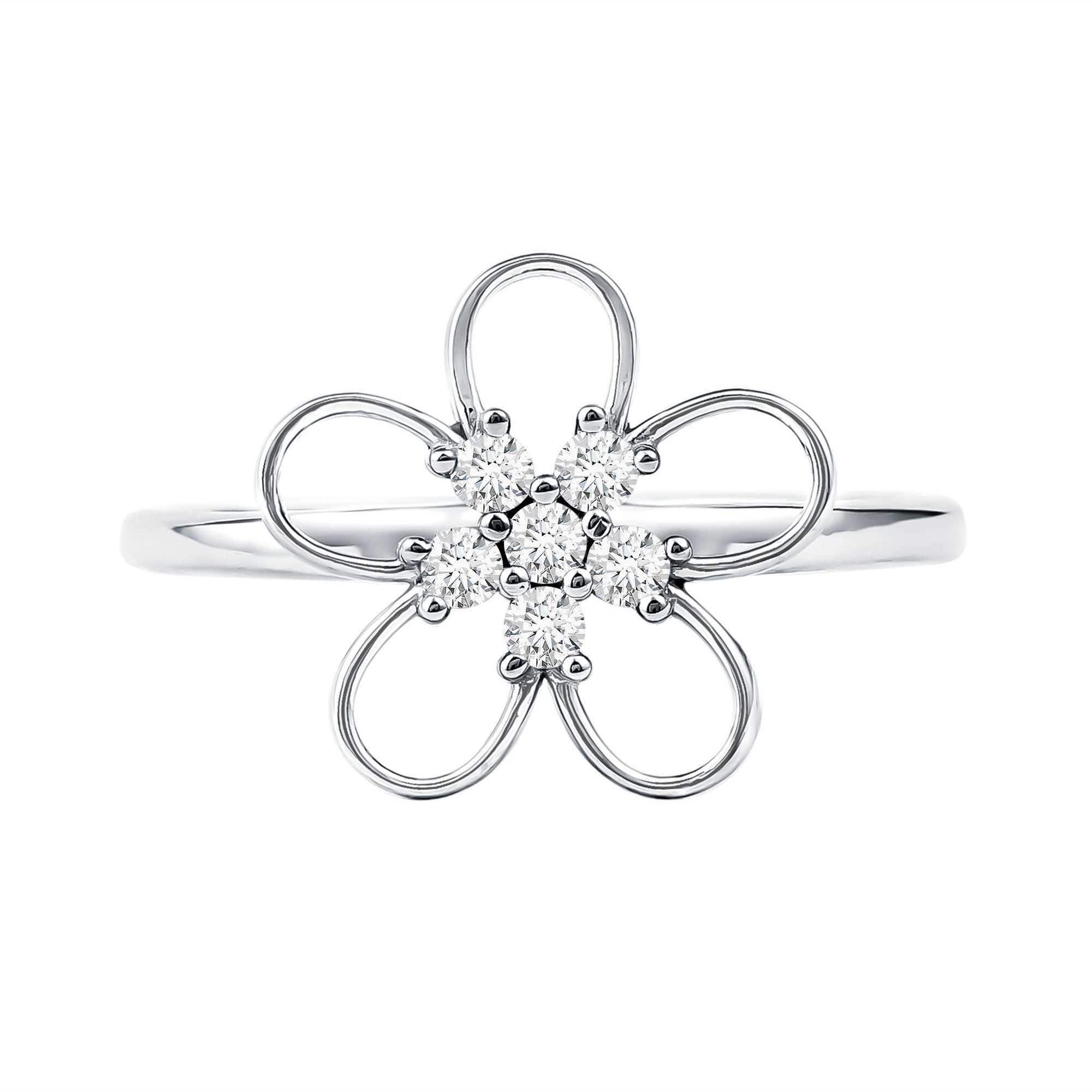 Lab Grown Certified Diamond Flower Engagement Ring for Women Lab - ( EF-VS ) - Rosec Jewels