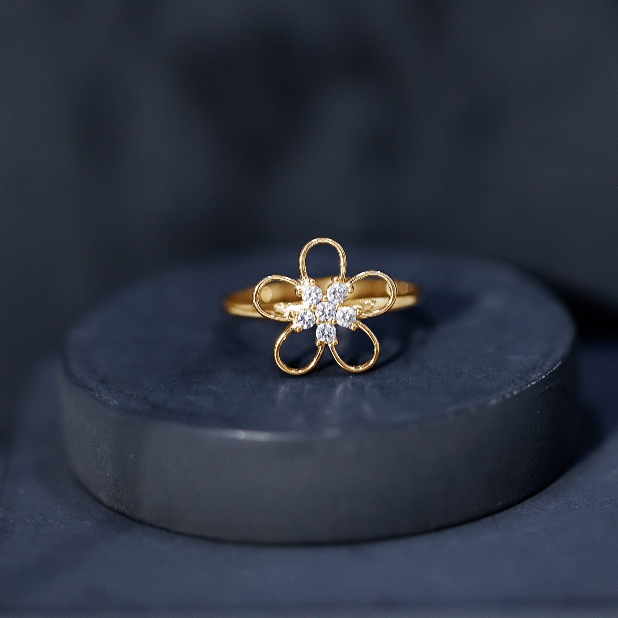 Lab Grown Certified Diamond Flower Engagement Ring for Women Lab - ( EF-VS ) - Rosec Jewels