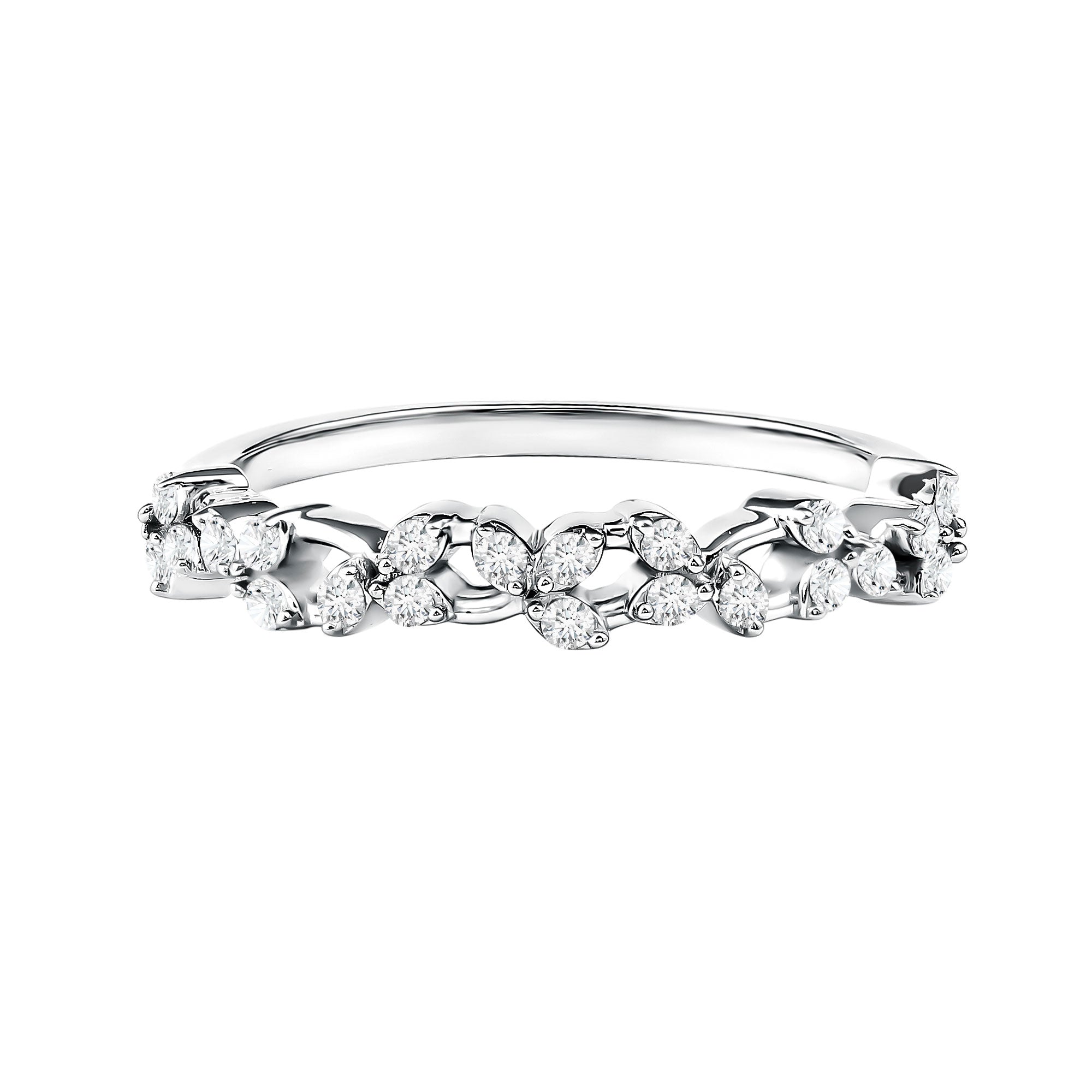 Lab Grown Diamond Leaf Half Eternity Ring with Certificate Lab - ( EF-VS ) - Rosec Jewels
