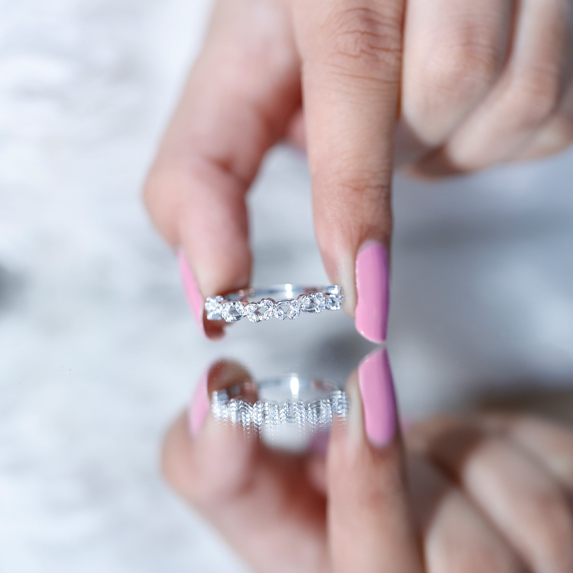 Lab Grown Diamond Leaf Half Eternity Ring with Certificate Lab - ( EF-VS ) - Rosec Jewels
