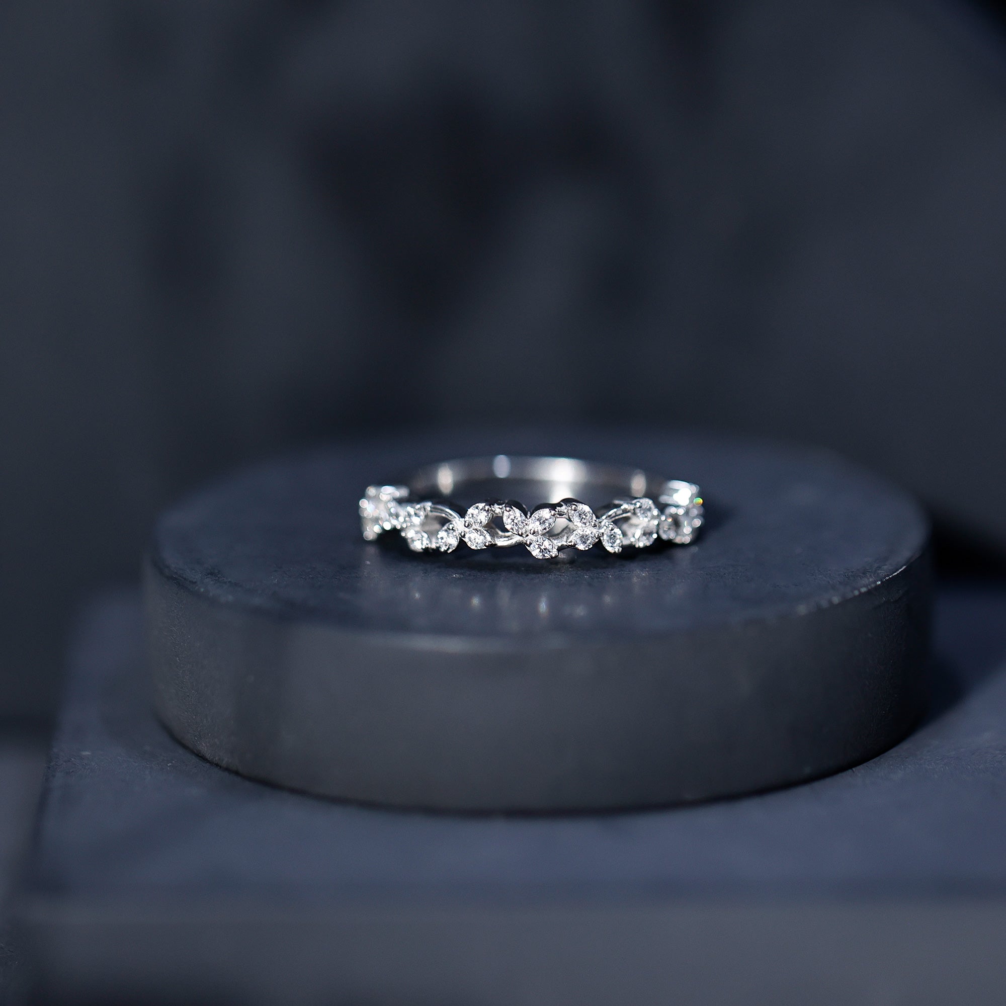 Lab Grown Diamond Leaf Half Eternity Ring with Certificate Lab - ( EF-VS ) - Rosec Jewels