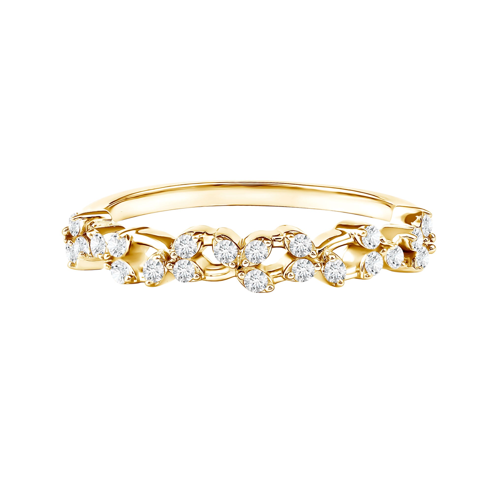 Lab Grown Diamond Leaf Half Eternity Ring with Certificate Lab - ( EF-VS ) - Rosec Jewels