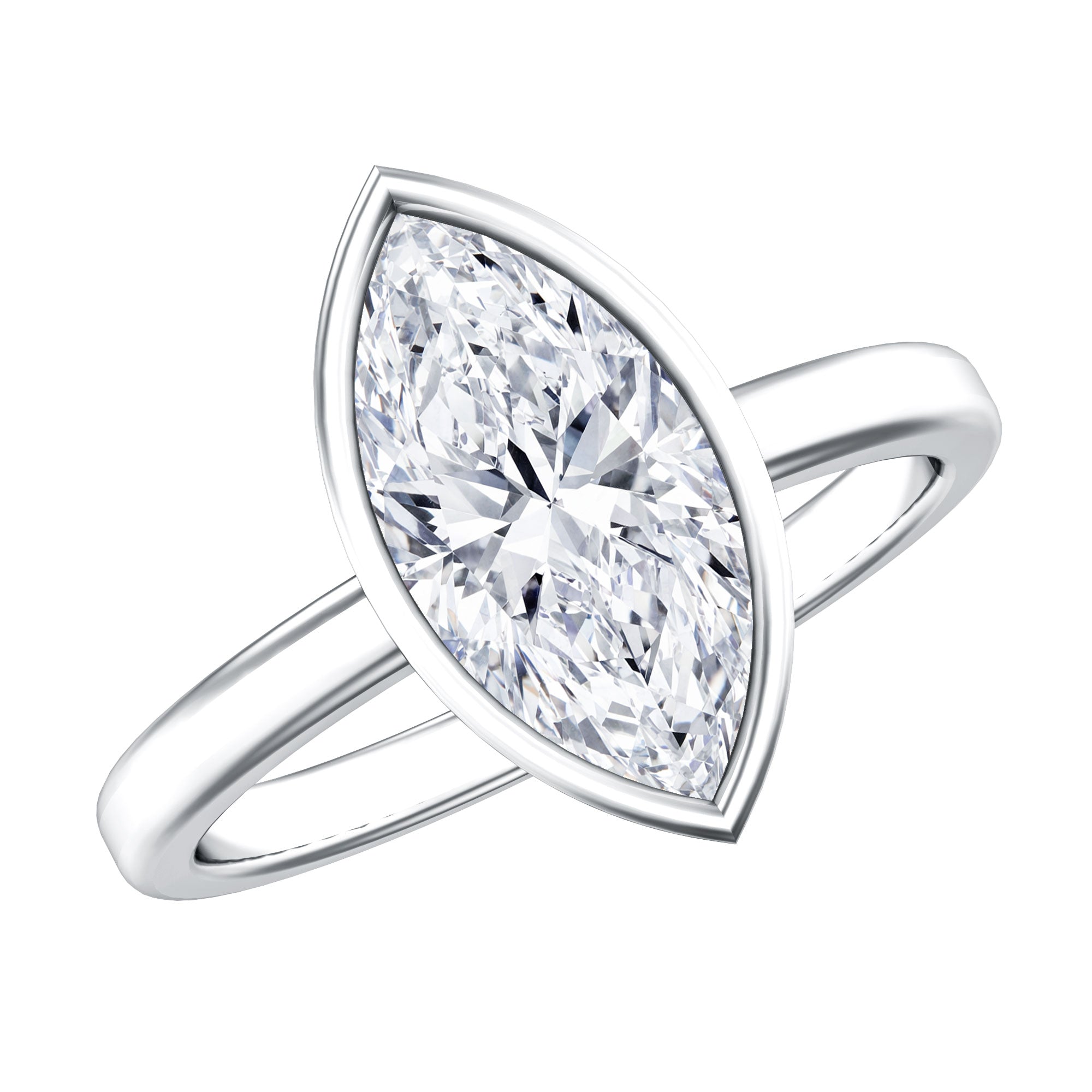 IGI Certified 2 Carat Lab Grown Diamond Marquise Ring For Engagement Lab - ( E-VS1 ) - Rosec Jewels