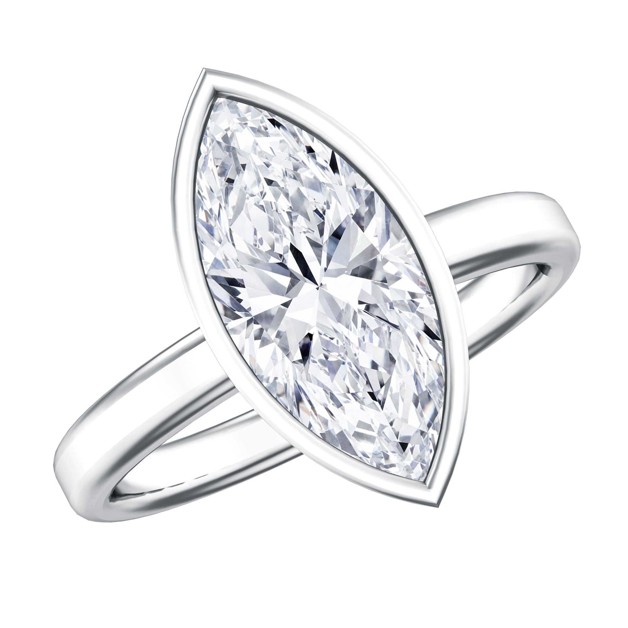 IGI Certified 3 Carat Solitaire Lab Grown Diamond Marquise Cut Engagement Ring Lab - ( E-VS1 ) - Rosec Jewels