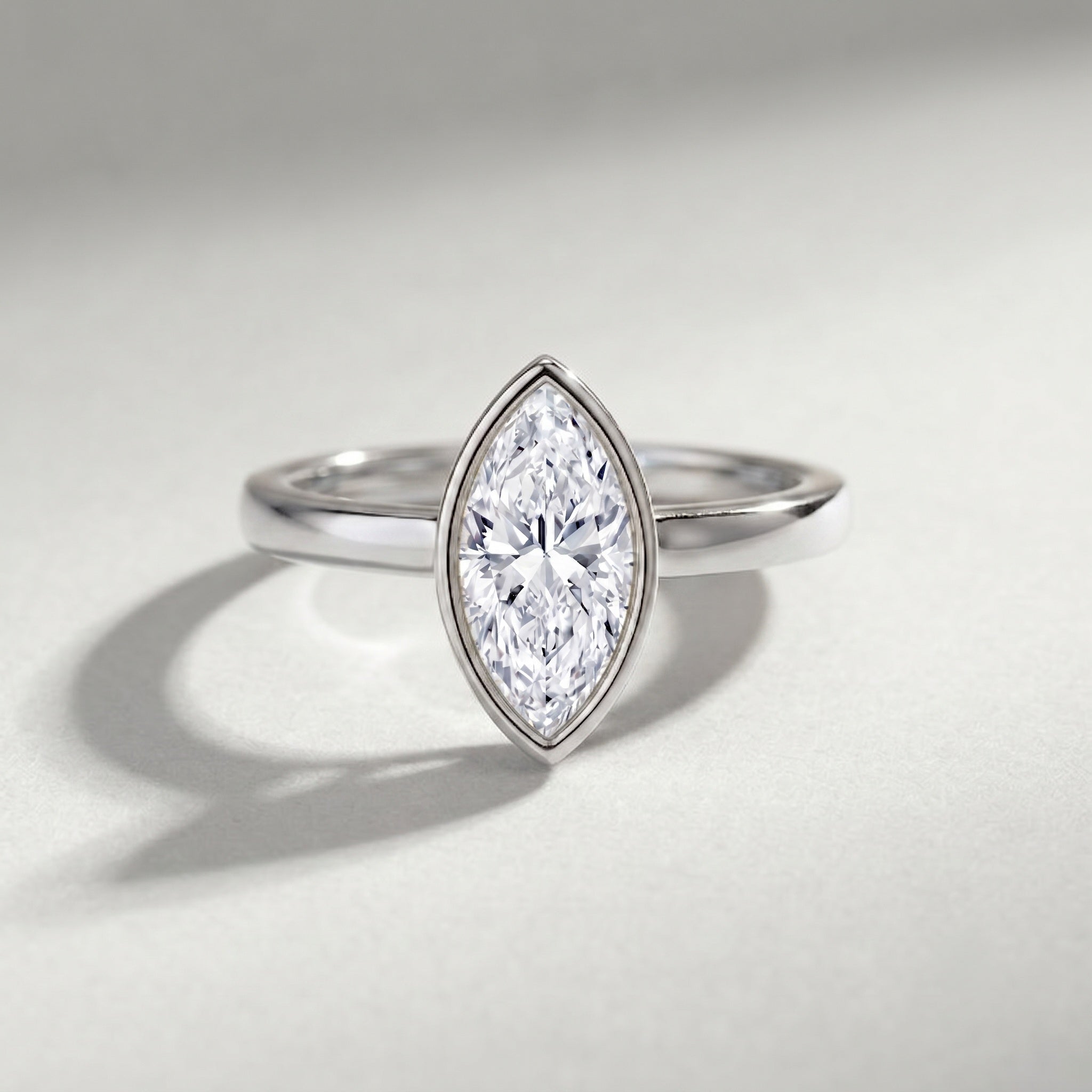IGI Certified 3 Carat Solitaire Lab Grown Diamond Marquise Cut Engagement Ring Lab - ( E-VS1 ) - Rosec Jewels
