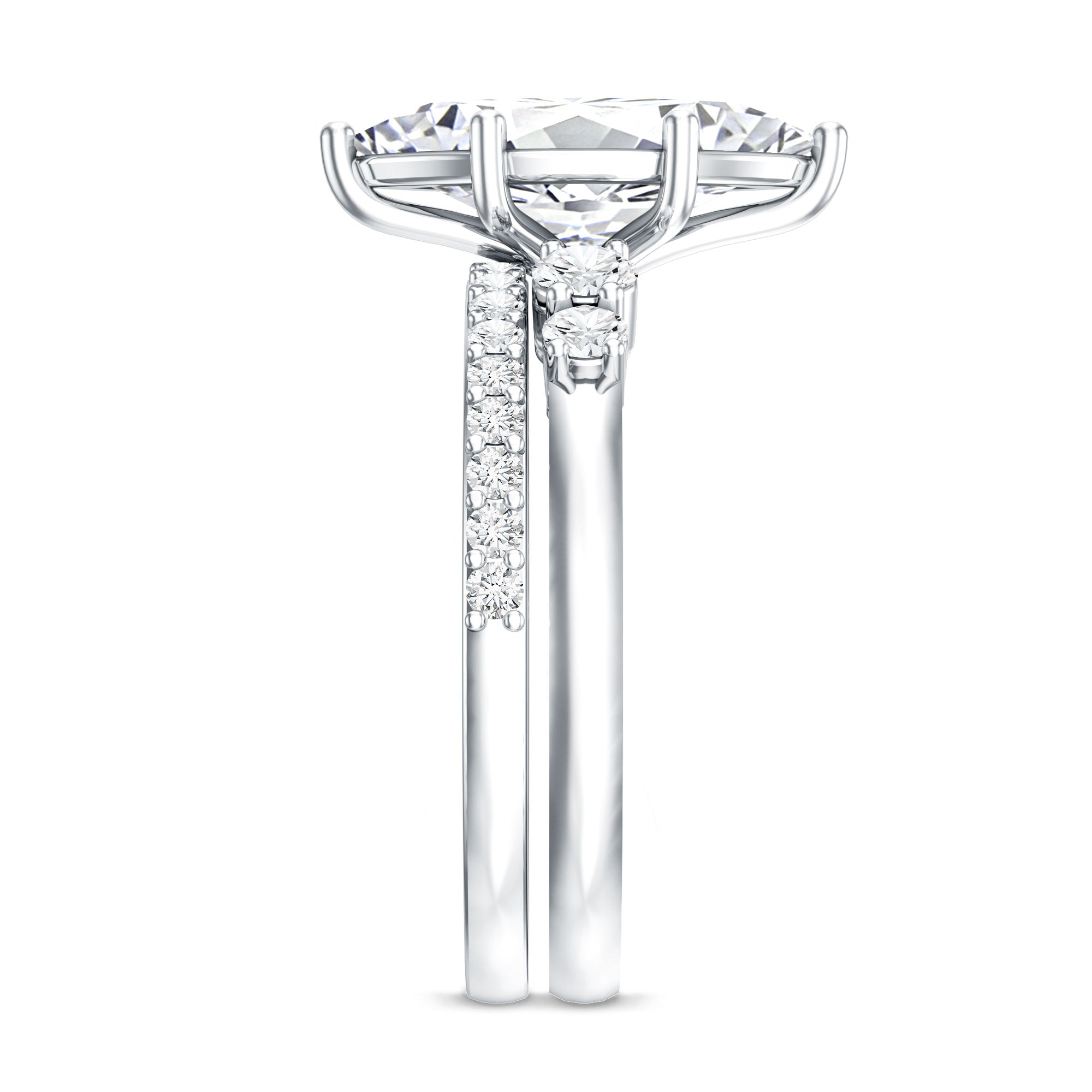 Rosec Jewels-2 Carat Marquise Cut Bridal Ring Set with IGI Certified Lab Grown Diamond