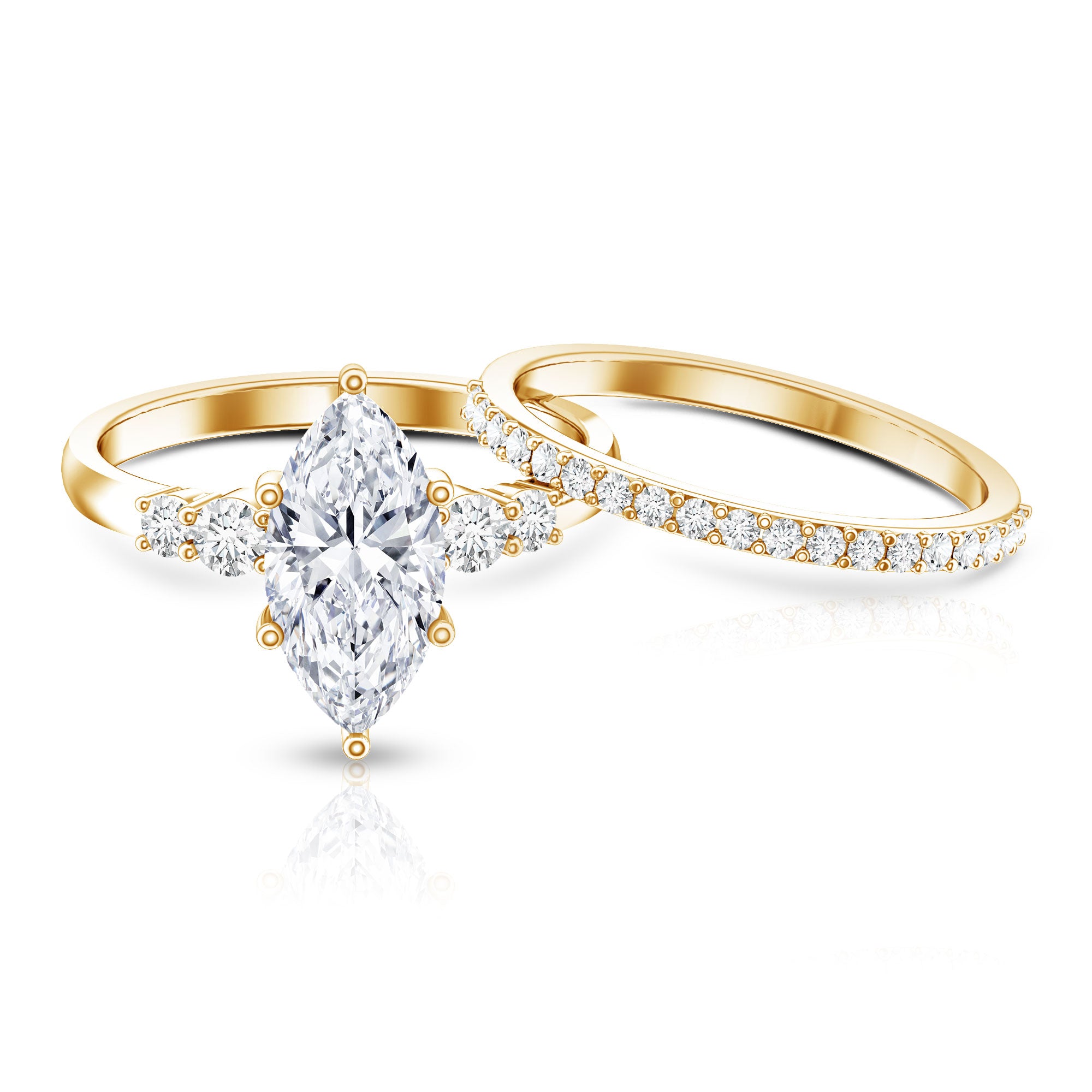 Rosec Jewels-2 Carat Marquise Cut Bridal Ring Set with IGI Certified Lab Grown Diamond