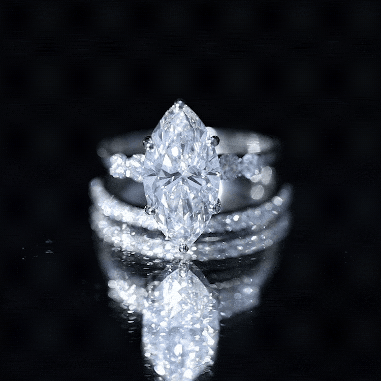 IGI Certified Lab Grown Diamond 4 Carat Marquise Engagement Ring with Wedding Band Lab - ( E-VS1 ) - Rosec Jewels