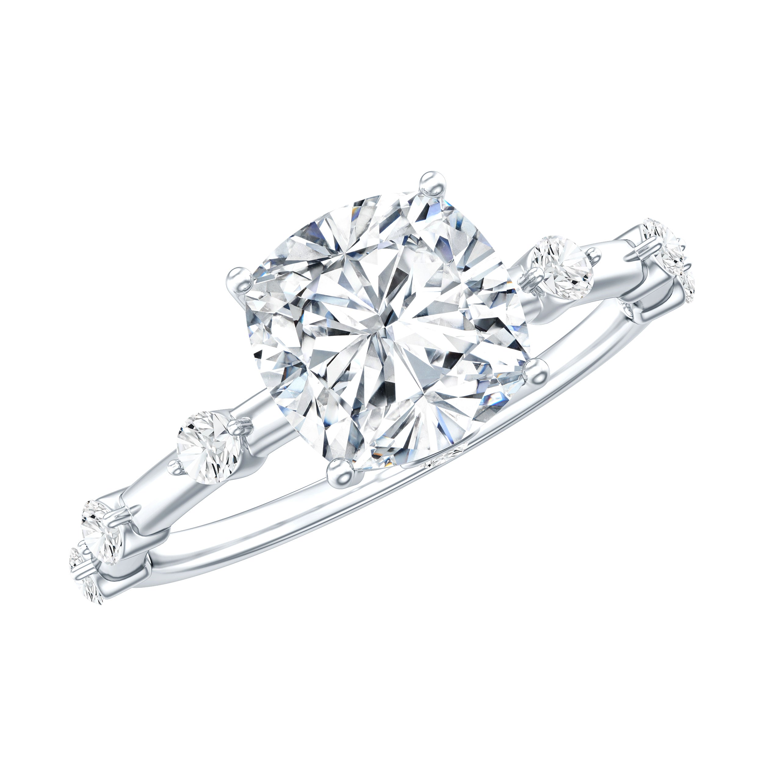 3 Carat IGI Certified Lab Grown Diamond Cushion Cut Engagement Ring for Women Lab - ( E-VS1 ) - Rosec Jewels
